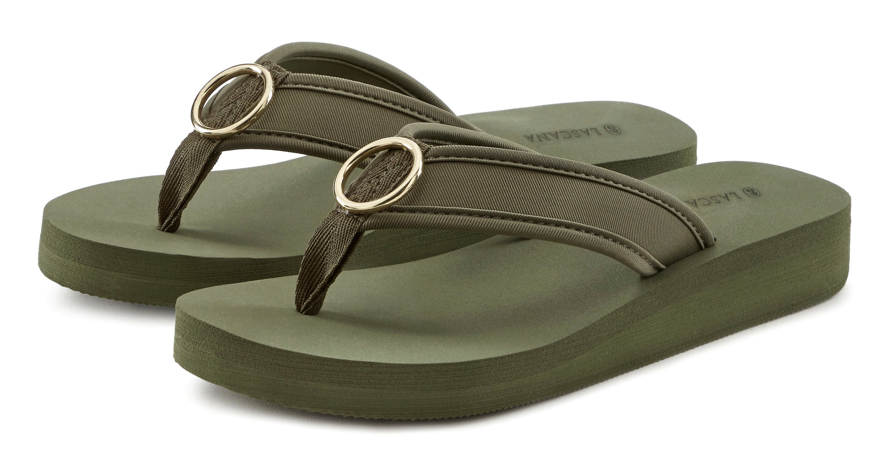 Lascana Badslippers Sandaal, pantoletten, badschoen met ringapplicatie "Italië" VEGAN