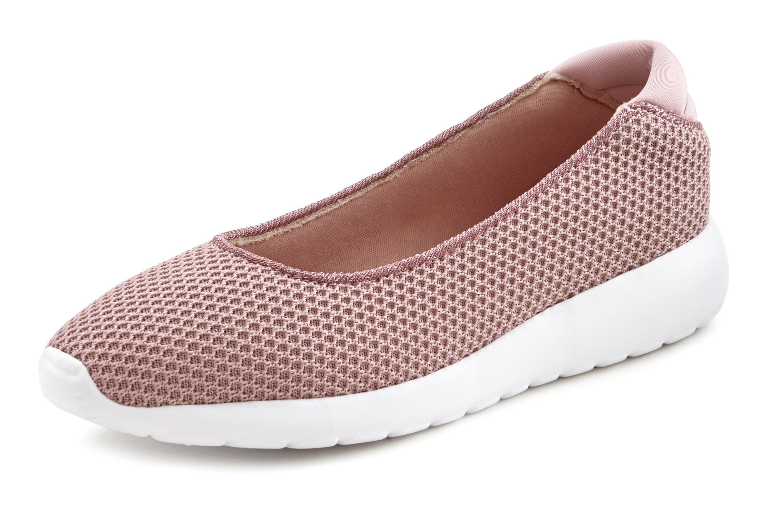 Lascana Ballerina's Vrijetijdsschoen, slipper, lage schoen, sneaker slip-in, lichte mesh-look