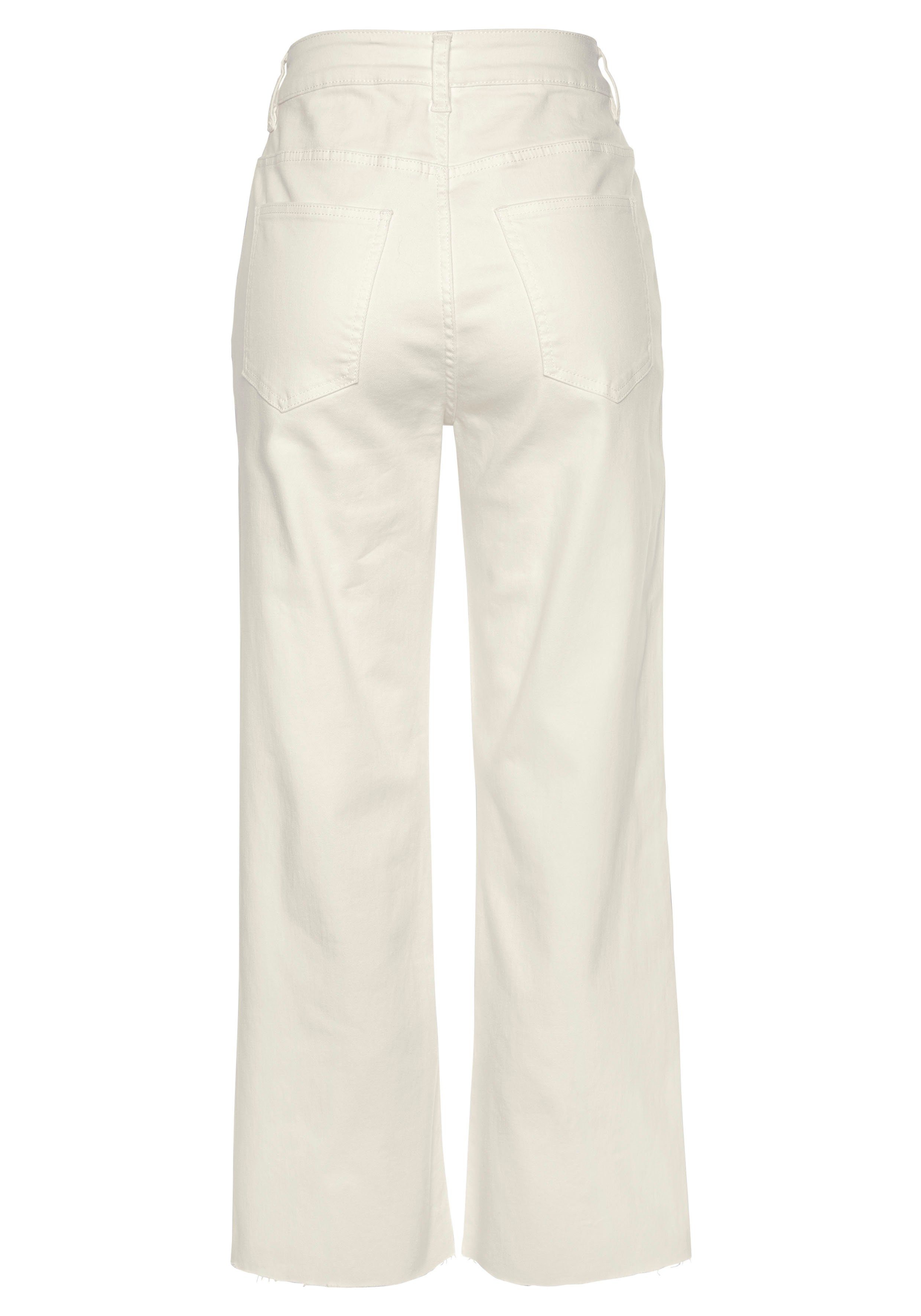 Buffalo Wijde jeans met licht uitgerafelde broekzoom, culotte jeans in 7/8-lengte