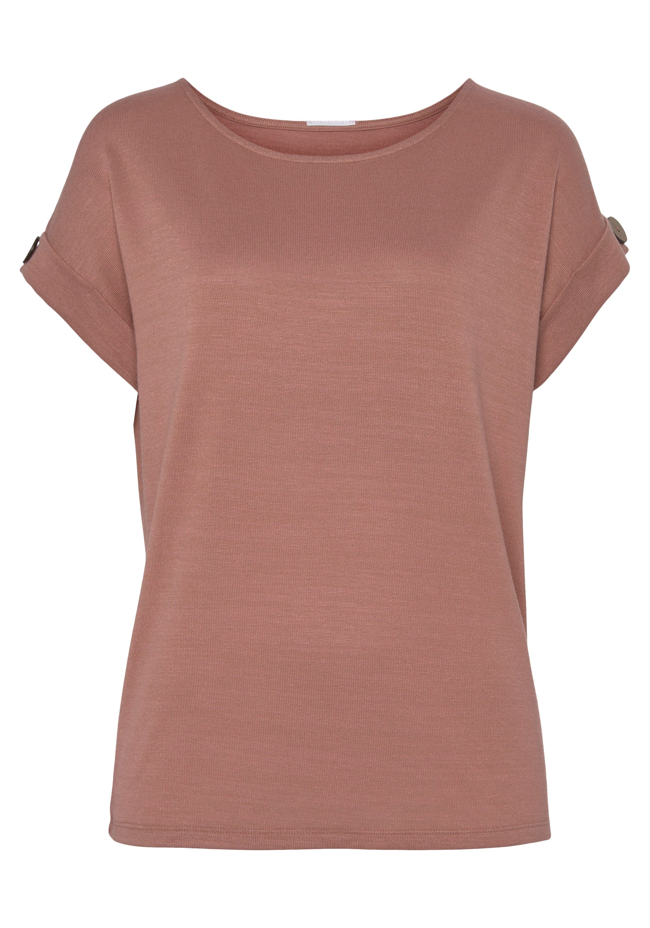 Lascana Shirt met korte mouwen Met knoopdetail aan de mouwafsluiting (set, 1-delig)