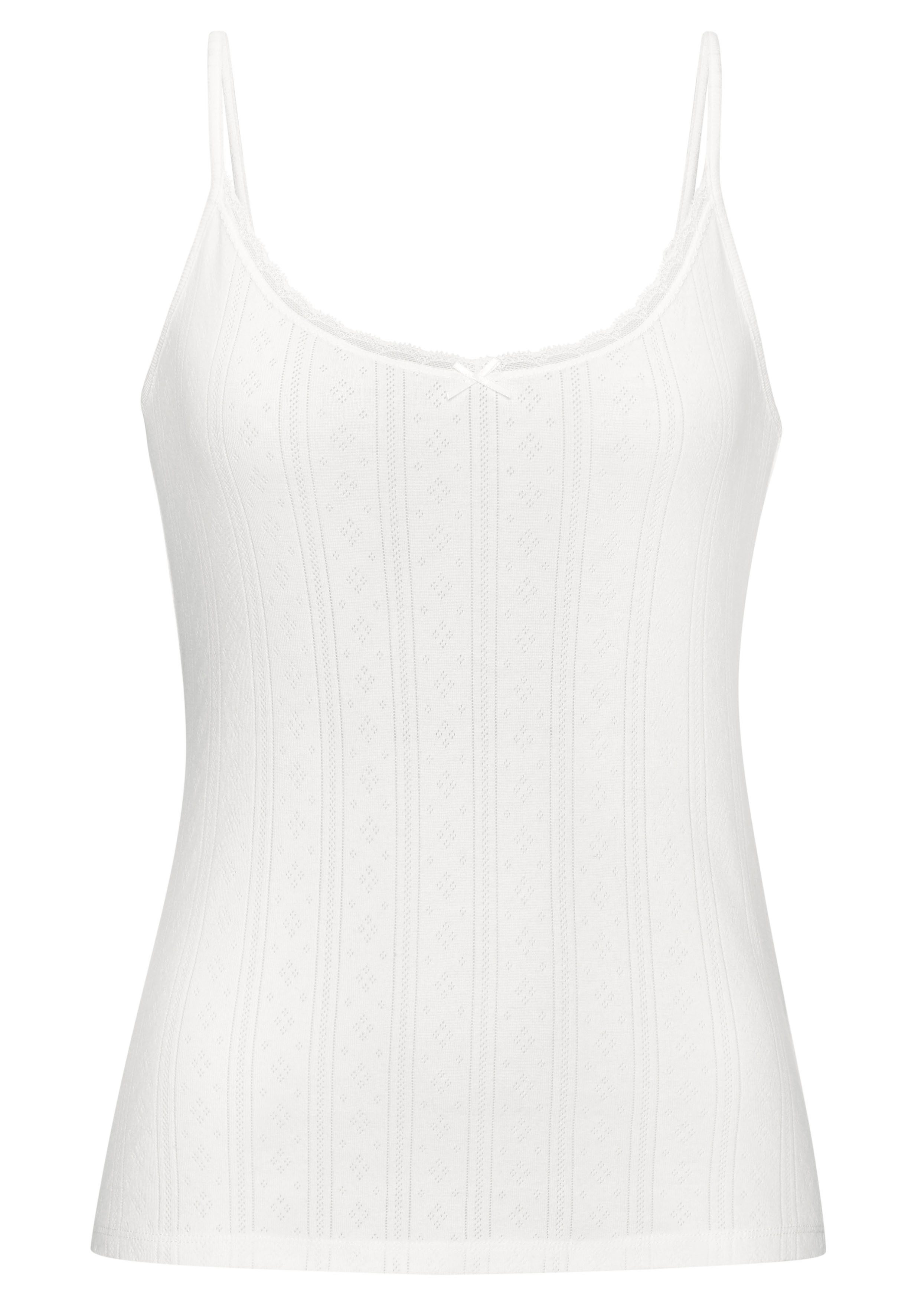 Vivance Top met spaghettibandjes van zacht pointelle-breisel met kant (Set van 2)