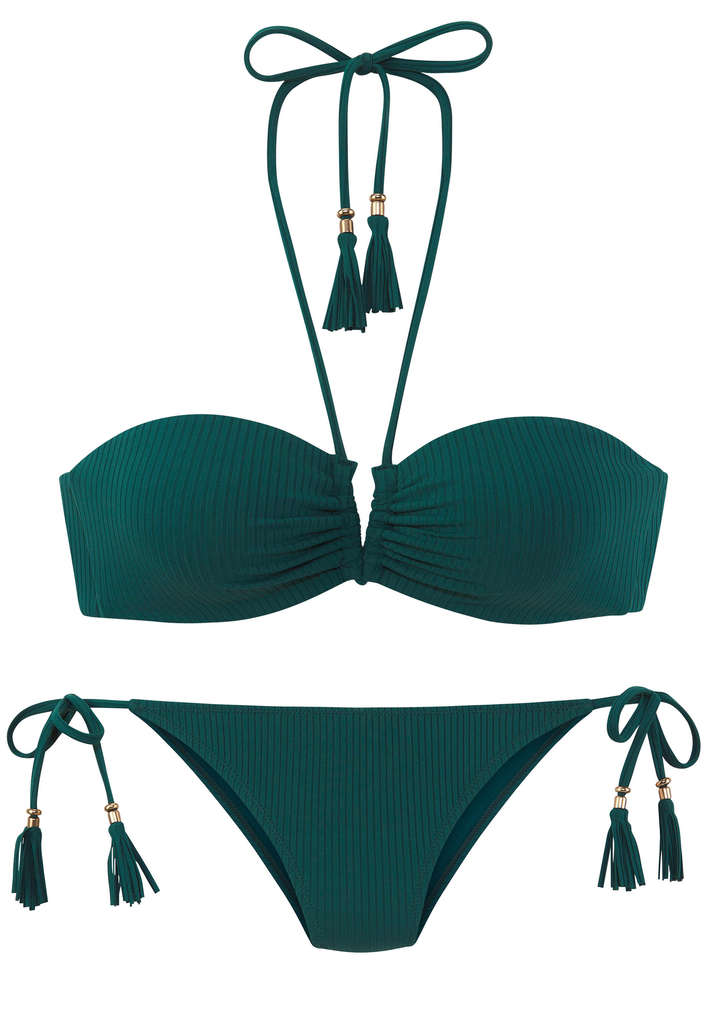 Elbsand Bandeaubikini met v-beugel bandeau bikini's maat C/D C/D groen