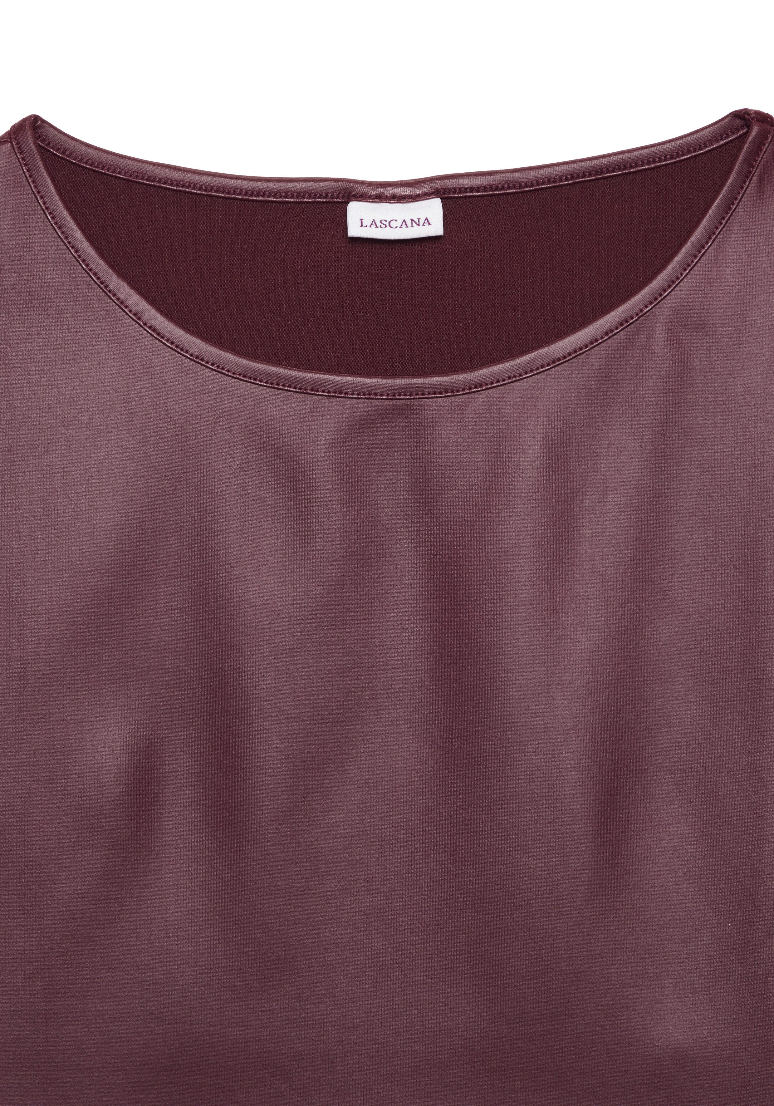 Lascana Shirt met ronde hals van imitatieleer, party top