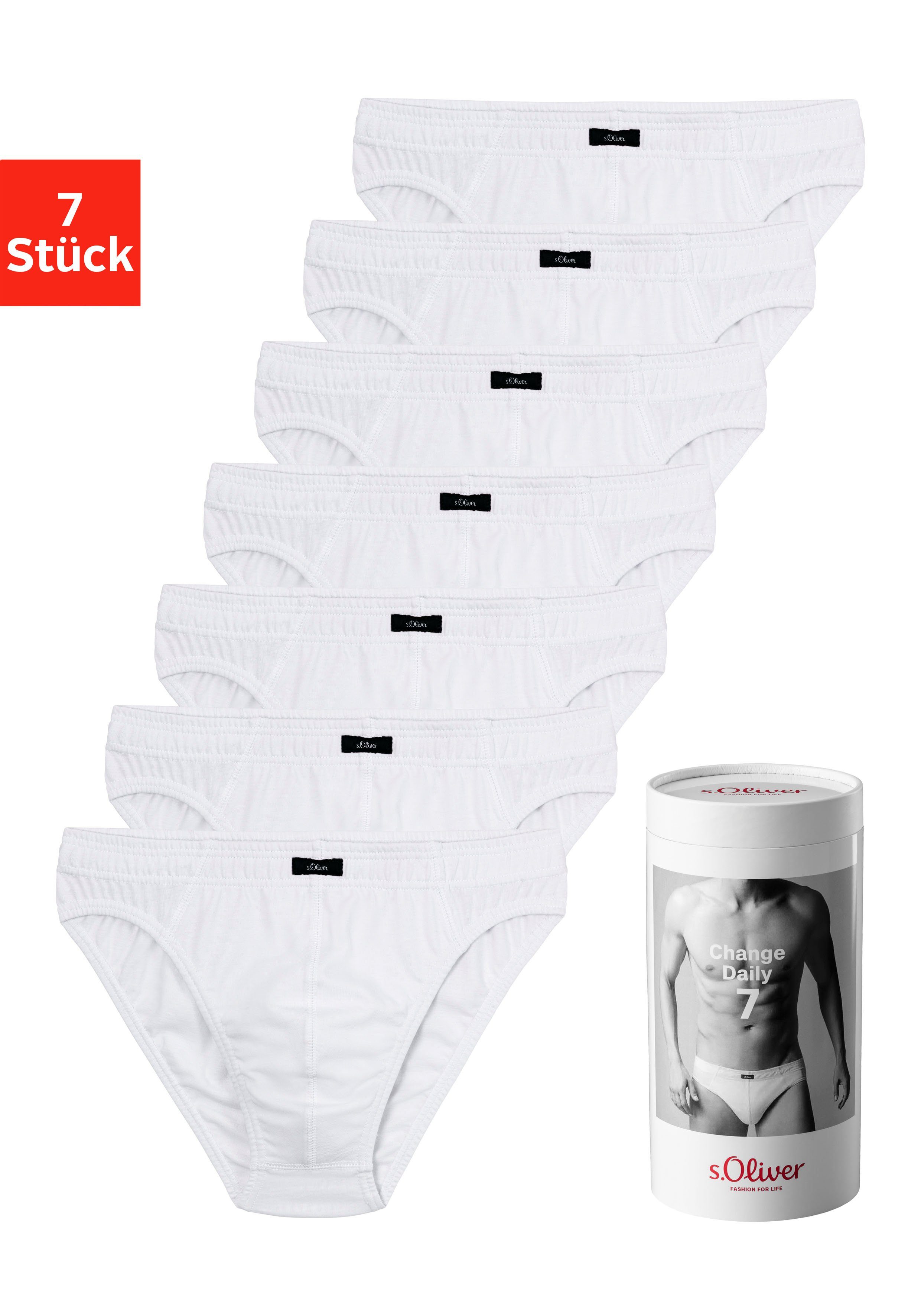 s.Oliver RED LABEL Beachwear Slip Heren onderbroek Weekvoorraad in een blik (blik, 7 stuks, 7 stuks in set)