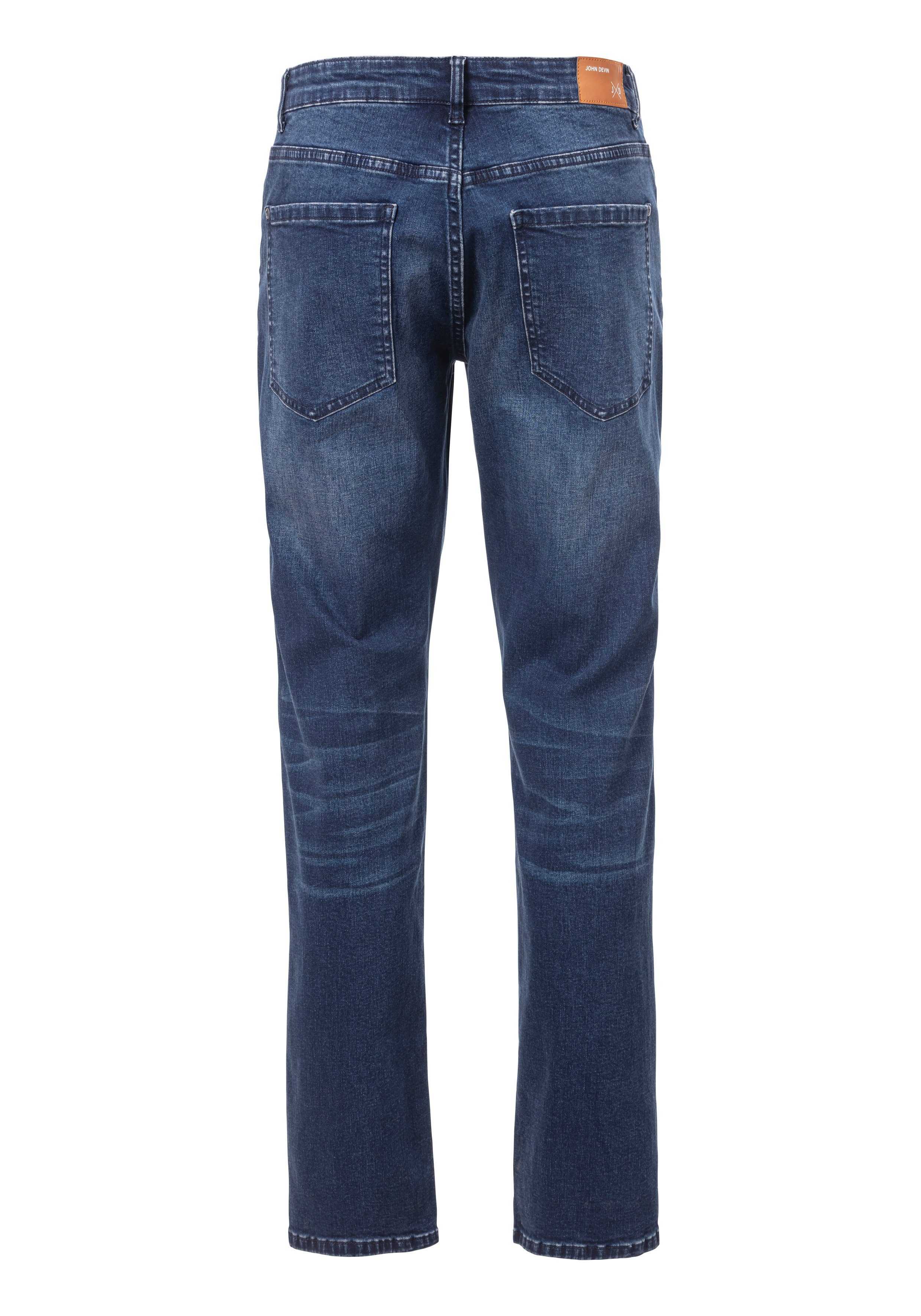 John Devin 5-pocket jeans Straight-fit Jeans in elastische denimkwaliteit