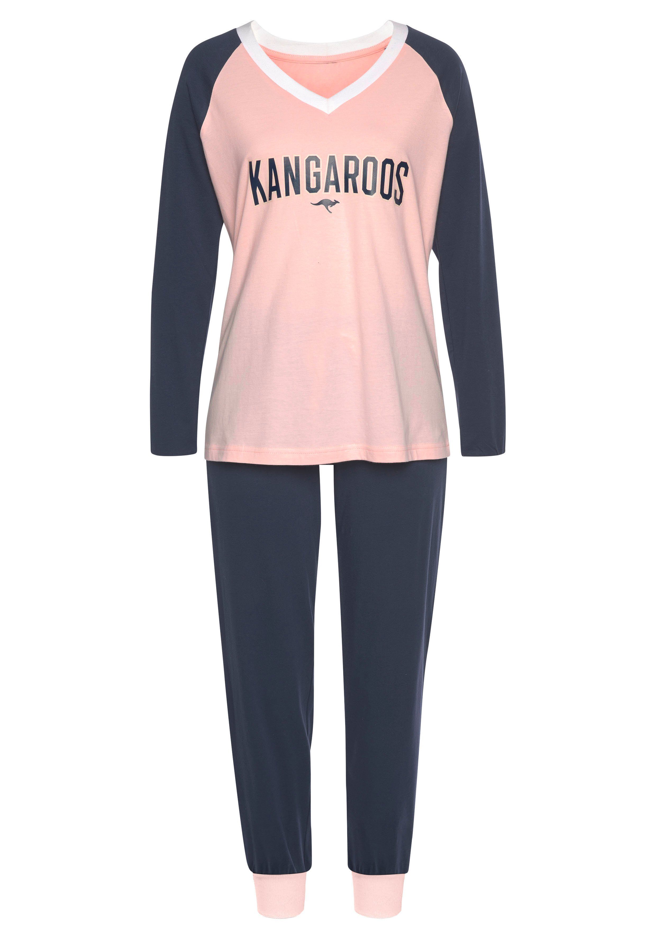 KangaROOS Pyjama met contrastkleurige raglanmouwen (2-delig, 1 stuk)