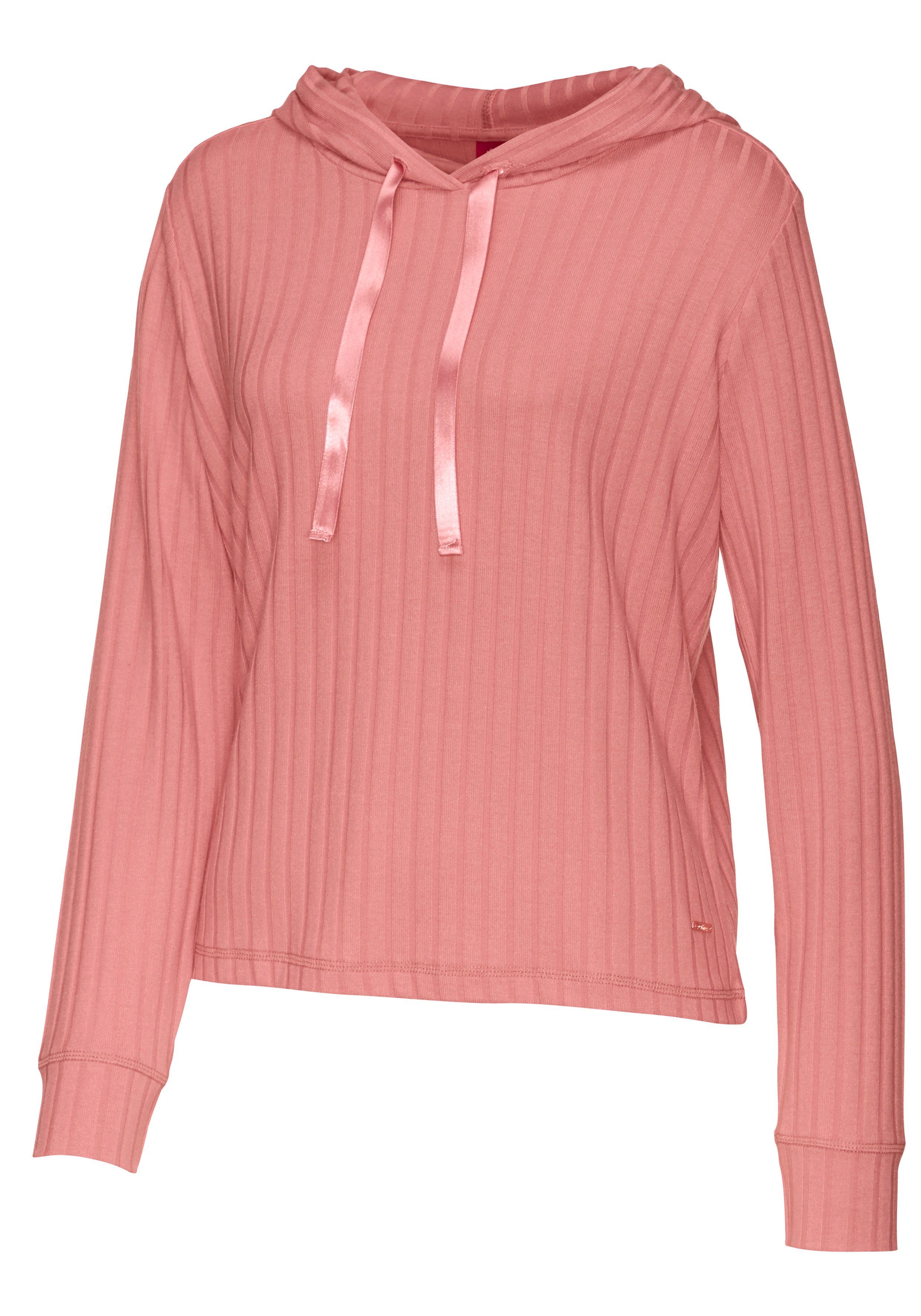 s.Oliver RED LABEL Beachwear Shirt met lange mouwen Capuchon met satijnband mix & match maat 40/42 roze