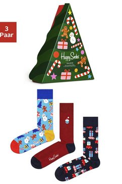 happy socks sokken met winters-kerstachtige motieven (3 paar) multicolor