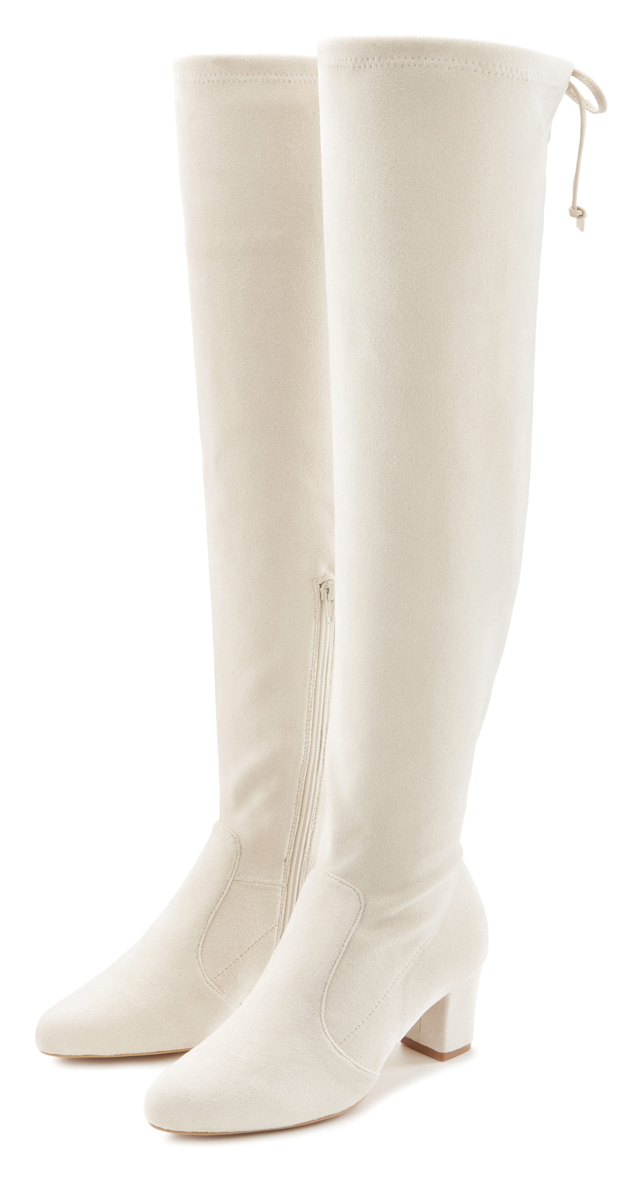 Lascana Overknee-laarzen Slouchy boots, lange schacht laarzen, instap laars, zacht stretchmateriaal