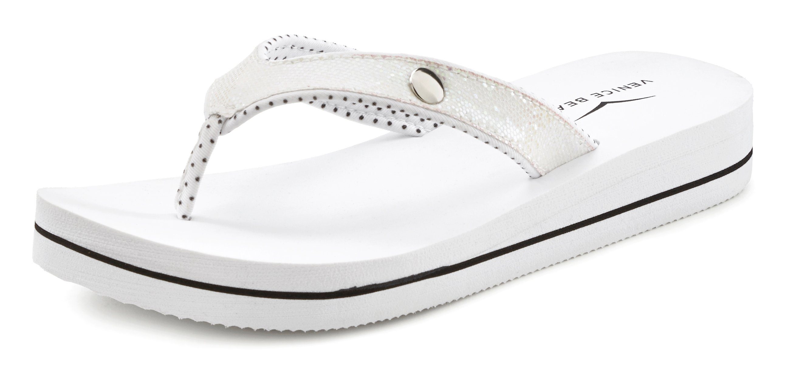 Venice Beach Badslippers Sandaal, pantoletten, badschoenen ultralicht met glitterband VEGAN