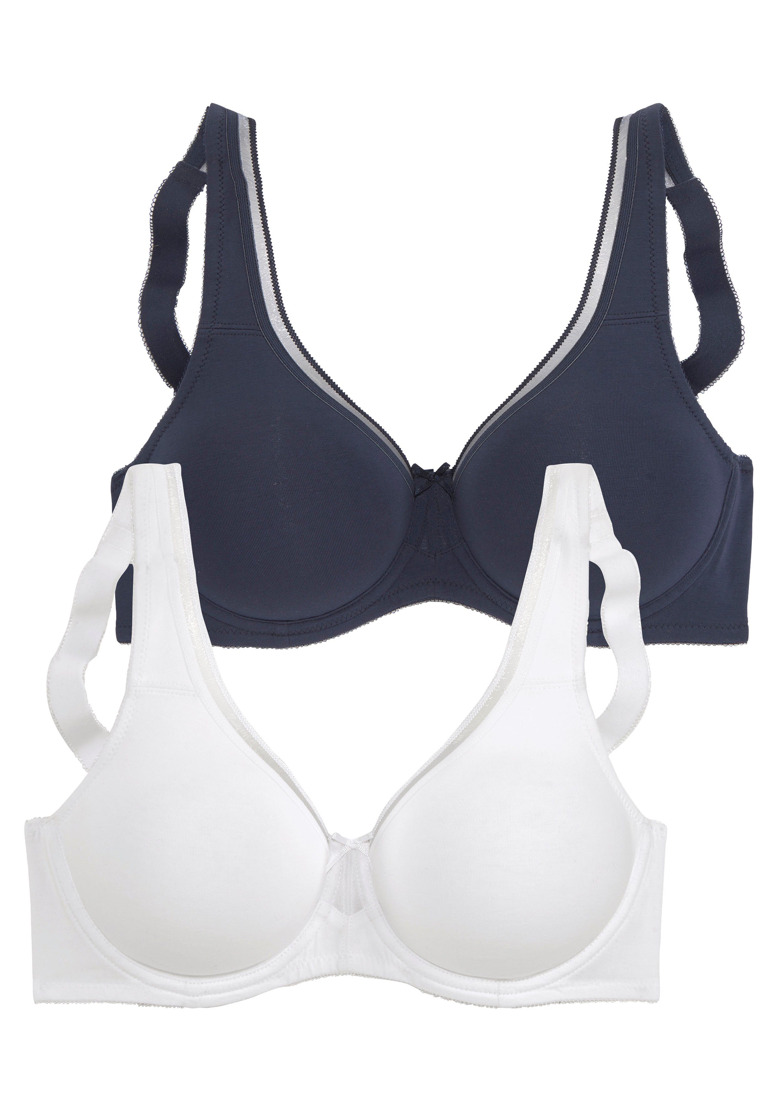 Petite fleur Minimizer-bh van katoen met naadloze cups, basic lingerie (Set van 2)