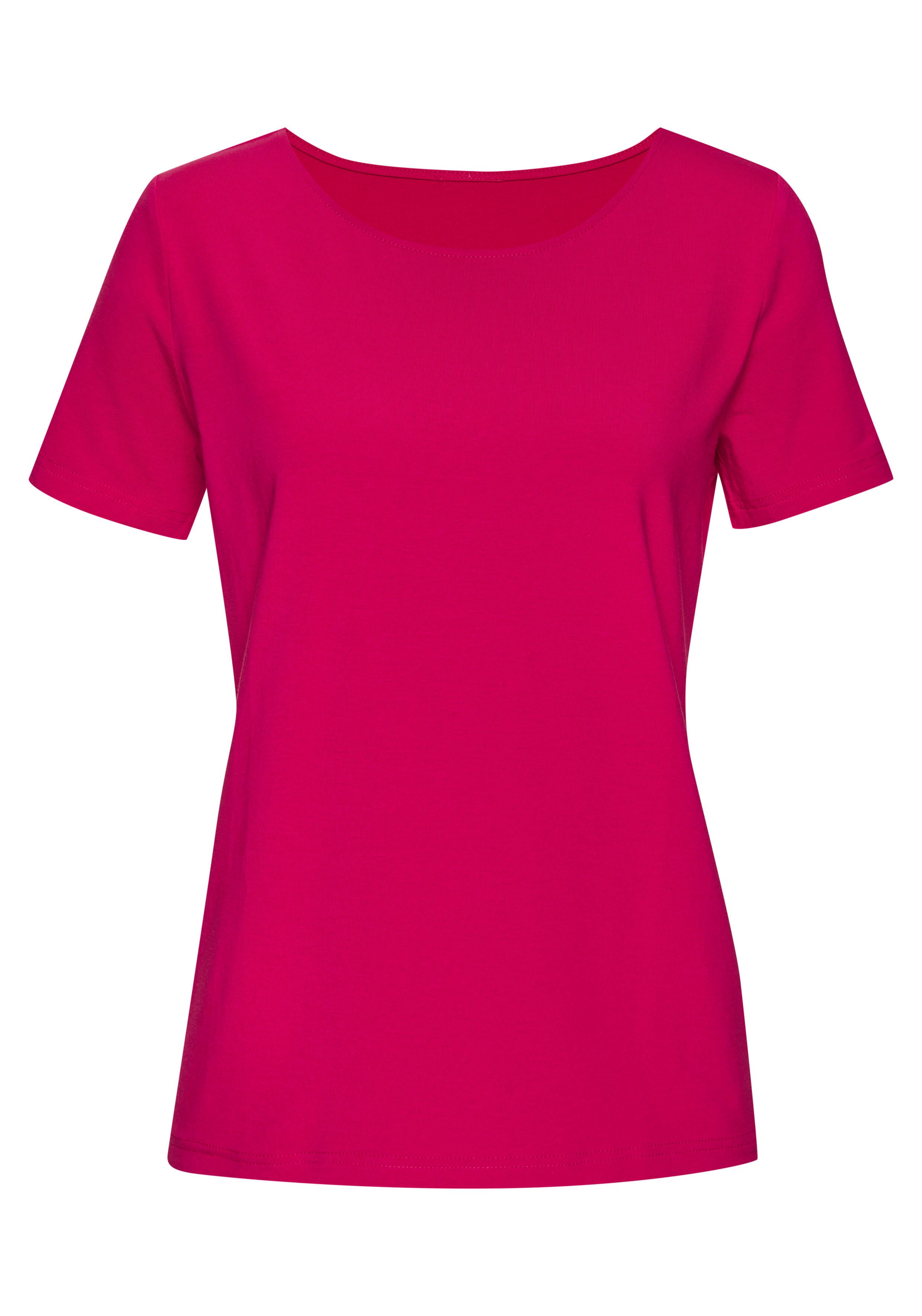 Lascana T-shirt Met ronde hals van elastische katoen-modal kwaliteit (Set van 2)