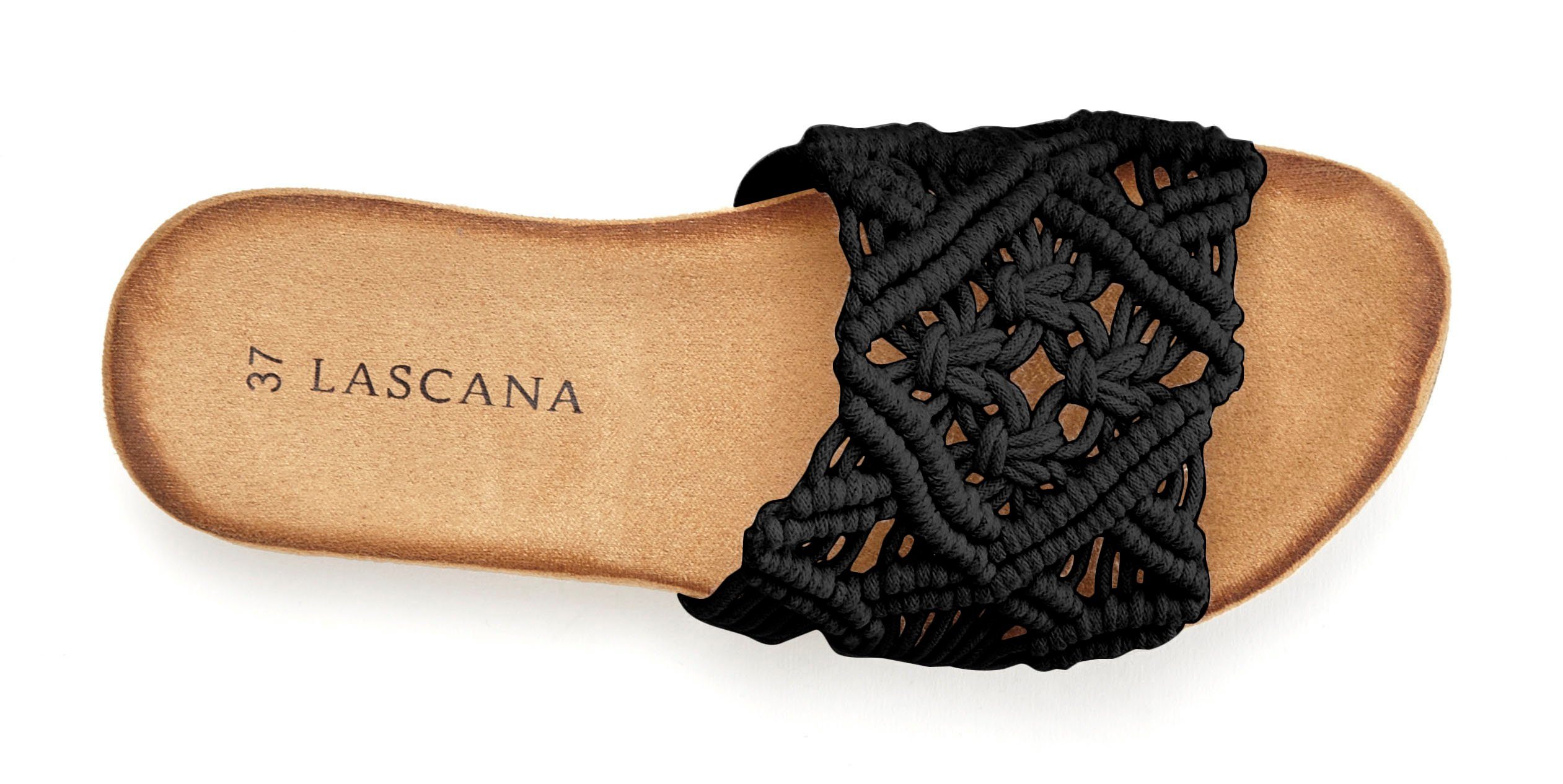 Lascana Slippers Mule, sandaal, open schoen met modieus haakpatroon VEGAN