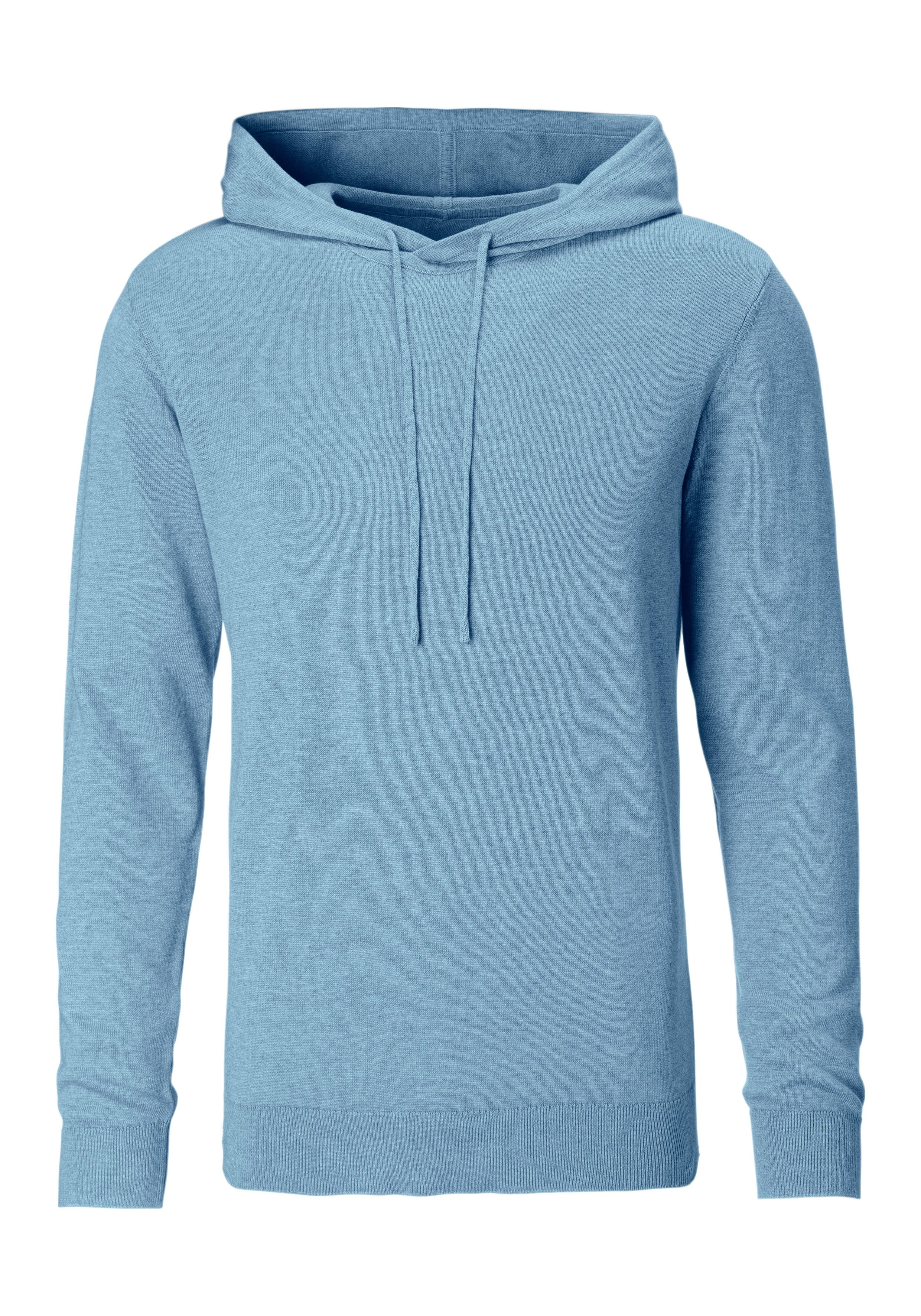 H.I.S Gebreide trui Met capuchon, regular fit Pullover met ronde hals, fijn breiwerk, katoenmix heren maat L (52/54)