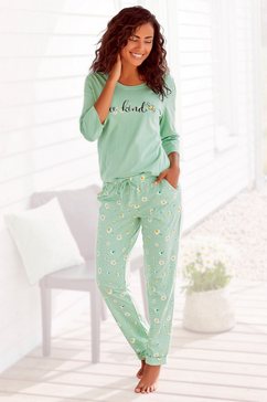 vivance dreams pyjama met madeliefje-print groen