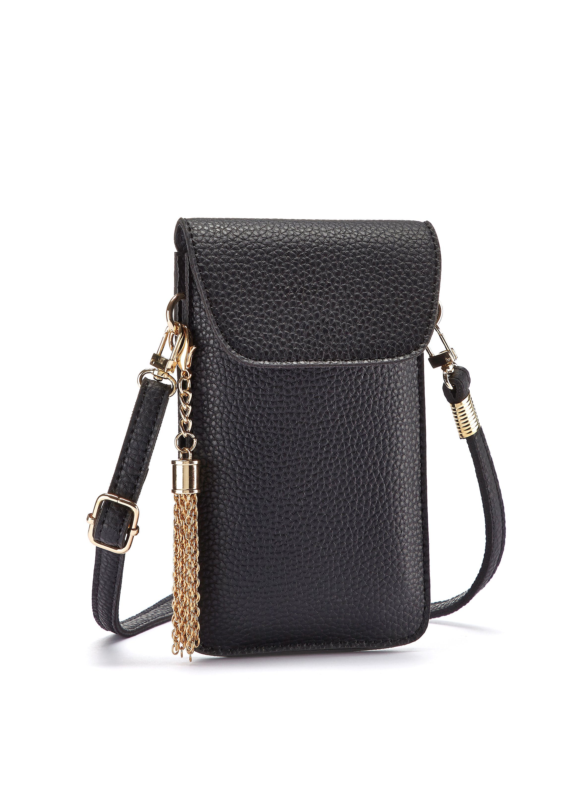 Lascana Schoudertas Gsm-tasje met kijkvenster, minibag, crossbody bag, vegan
