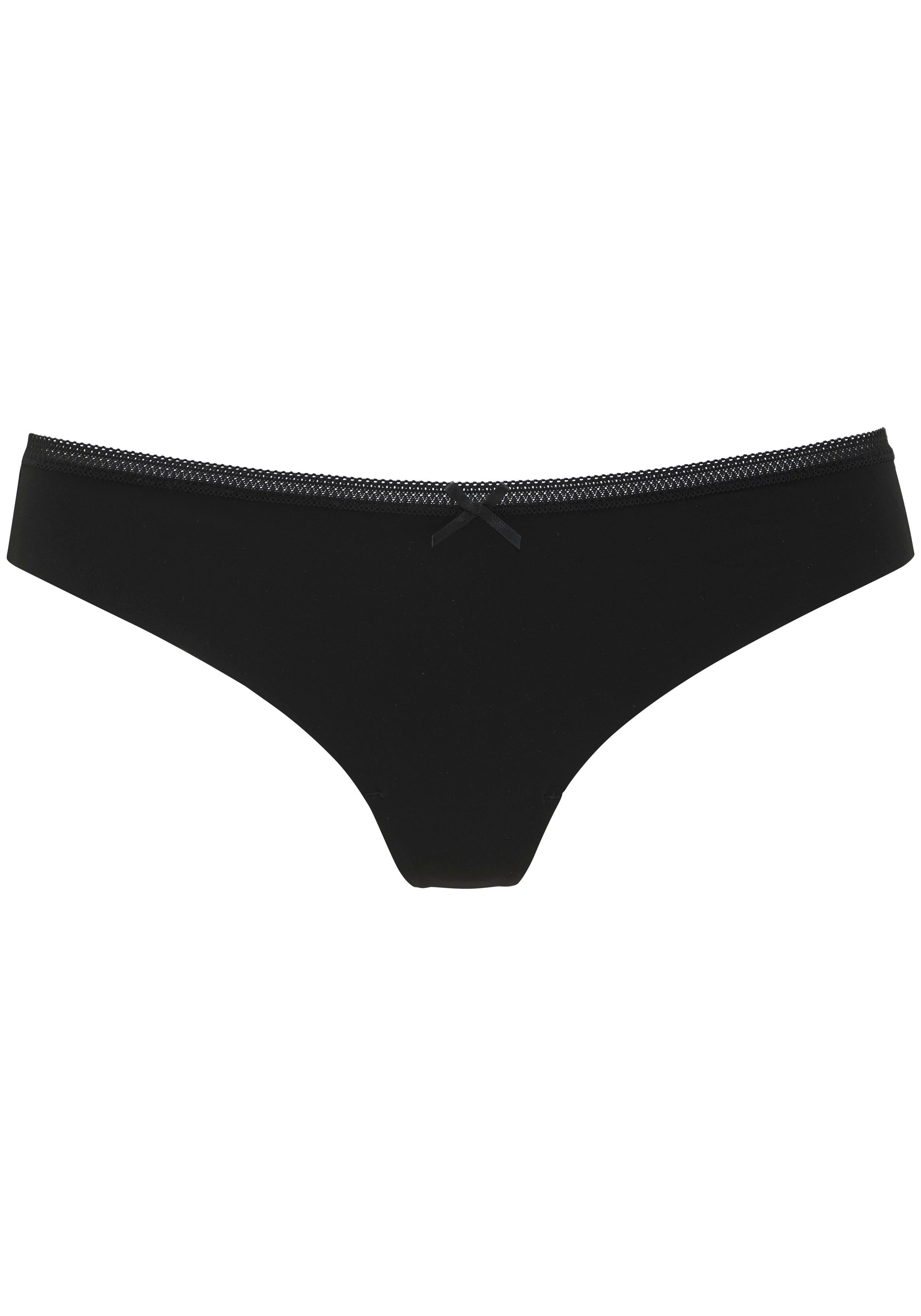 s.Oliver RED LABEL Beachwear String SEAMLESS met naadloze verwerking en mooie kant-bies strings maat 36/38 zwart