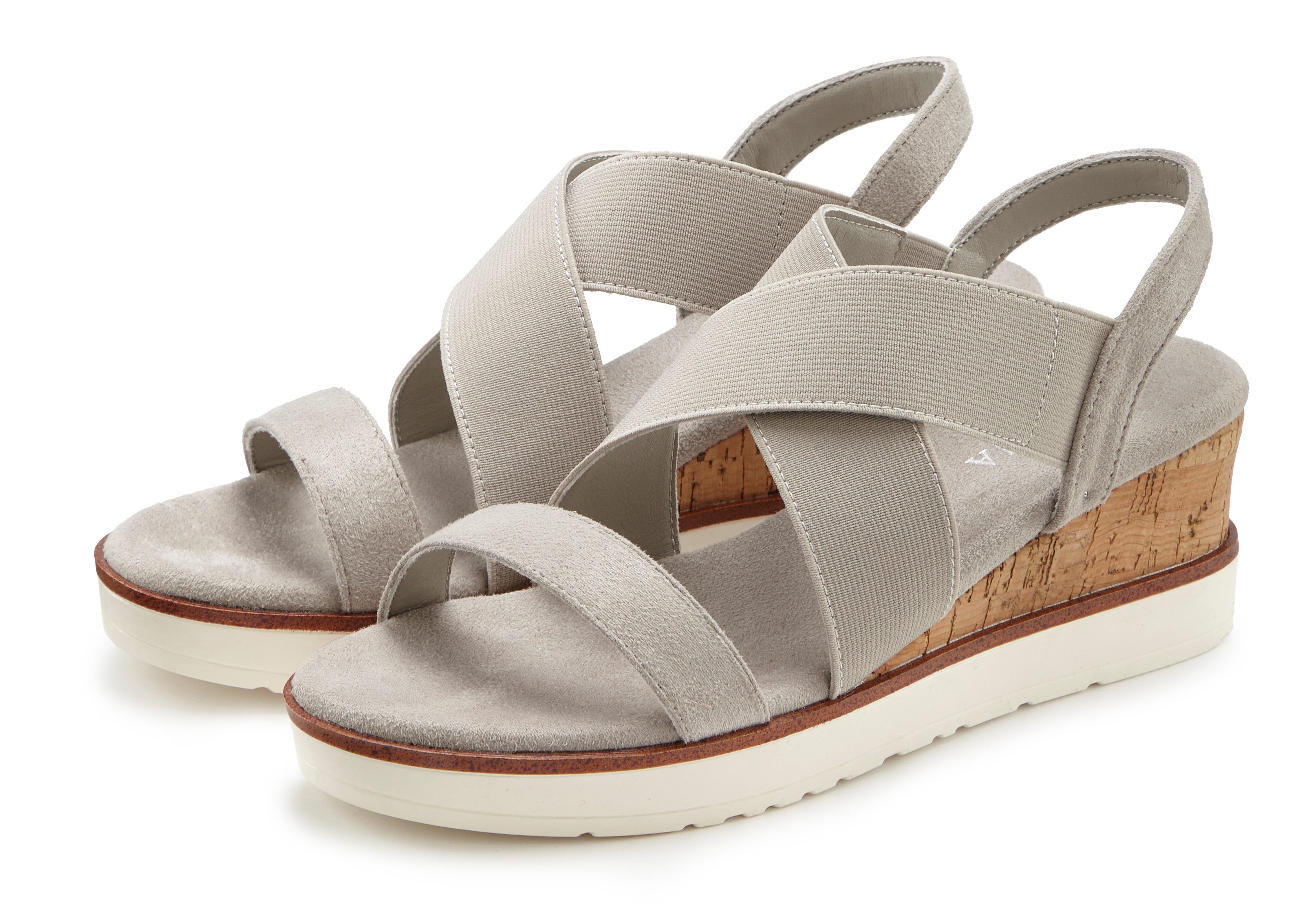 Lascana Sandaaltjes Zomerschoen Sandaal, zomerschoen met sleehak en elastische bandjes VEGAN