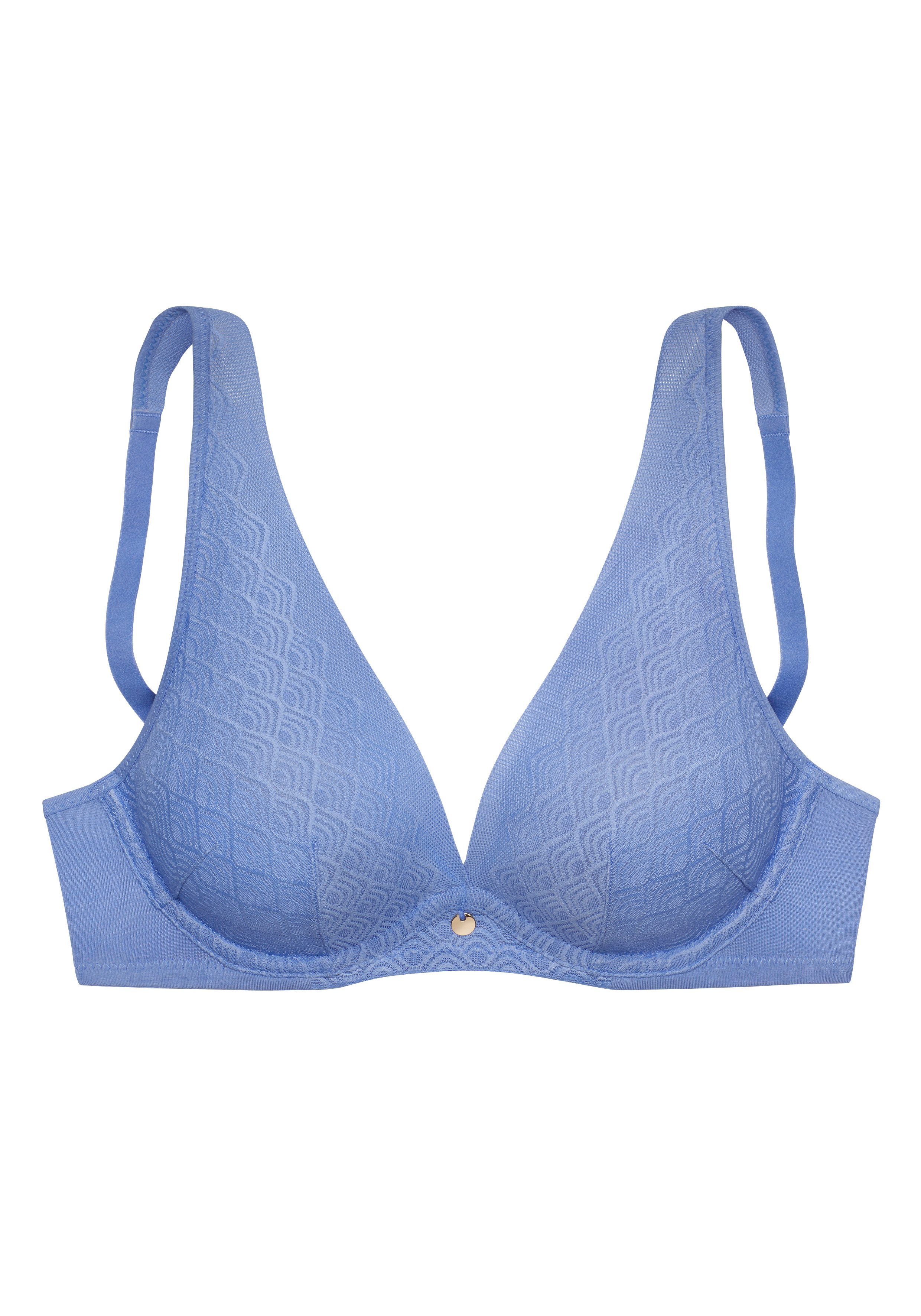 Lascana Beugel-bh in high-apex snit met extra platte randen, lingerie beugel bh's maat E E blauw