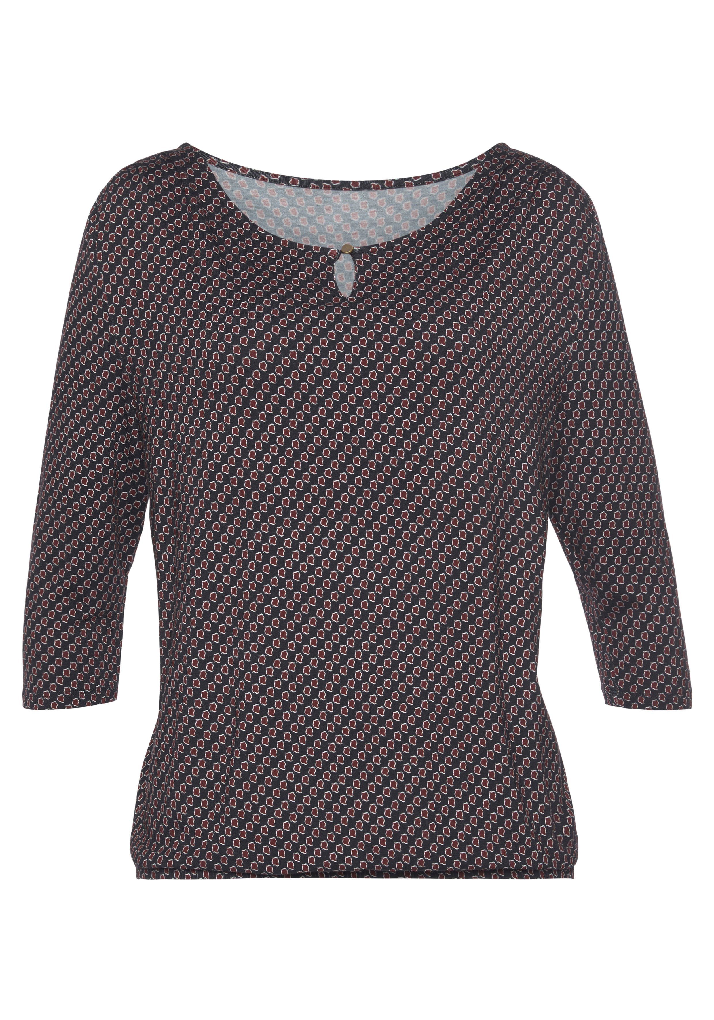 Vivance Shirt met ronde hals Met gouden sierknop bij de hals