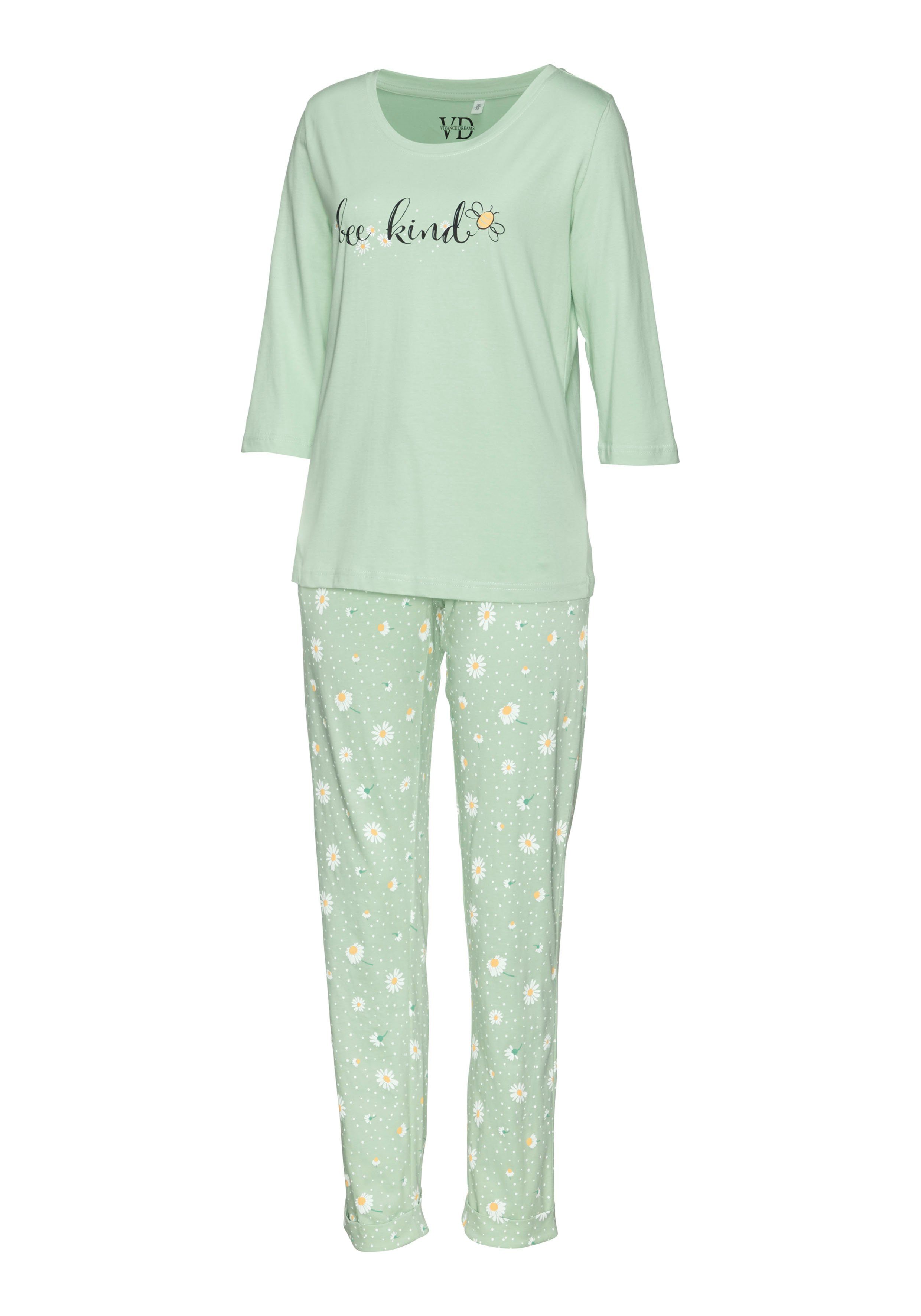 Vivance Dreams Pyjama met madeliefje-print (2-delig, 1 stuk)