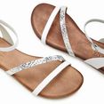 lascana sandalen van leer met glitterdetails wit
