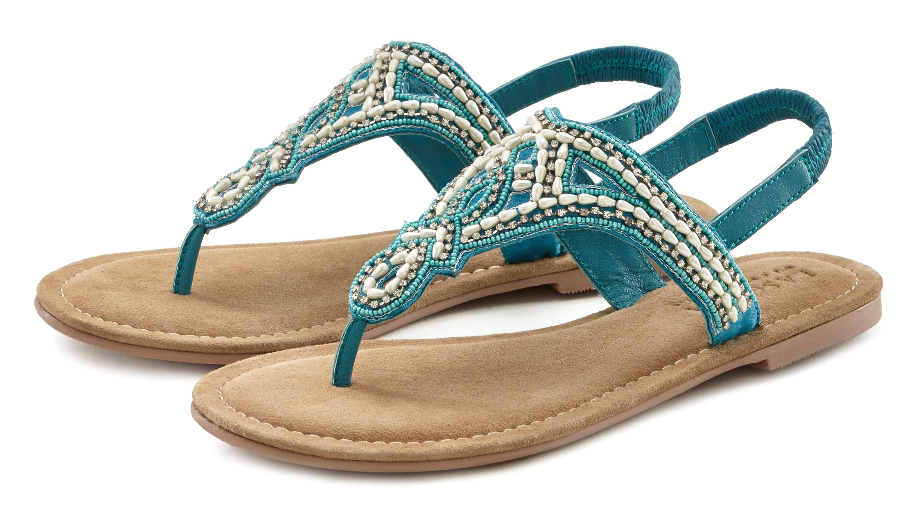 Lascana Teenslippers Sandaal, pantoletten bezet met parels en steentjes