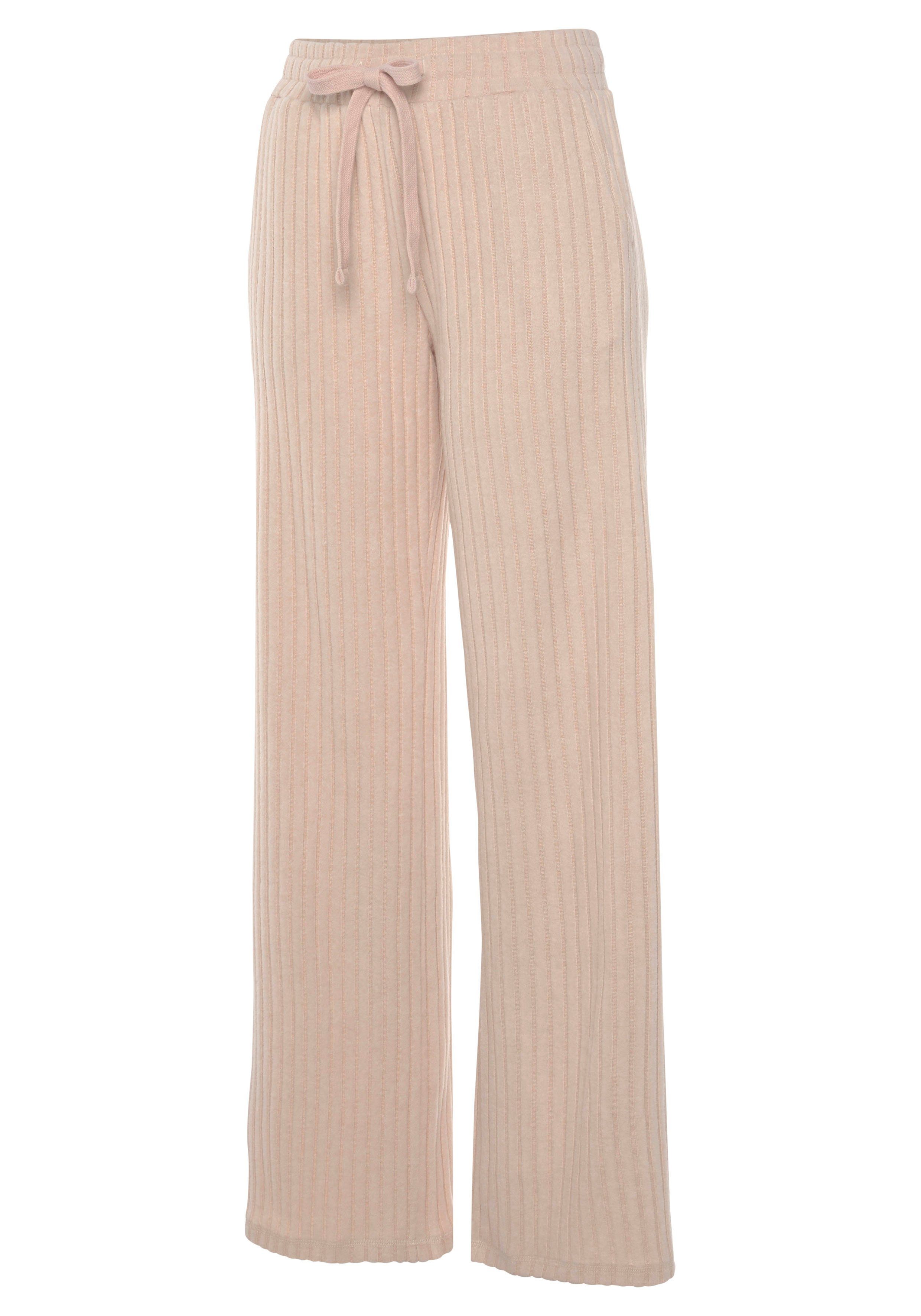 Lascana Homewearbroek -Loungebroek -lounge-/brei broek met wijde pijpen en zijzakken, loungewear (1-delig)