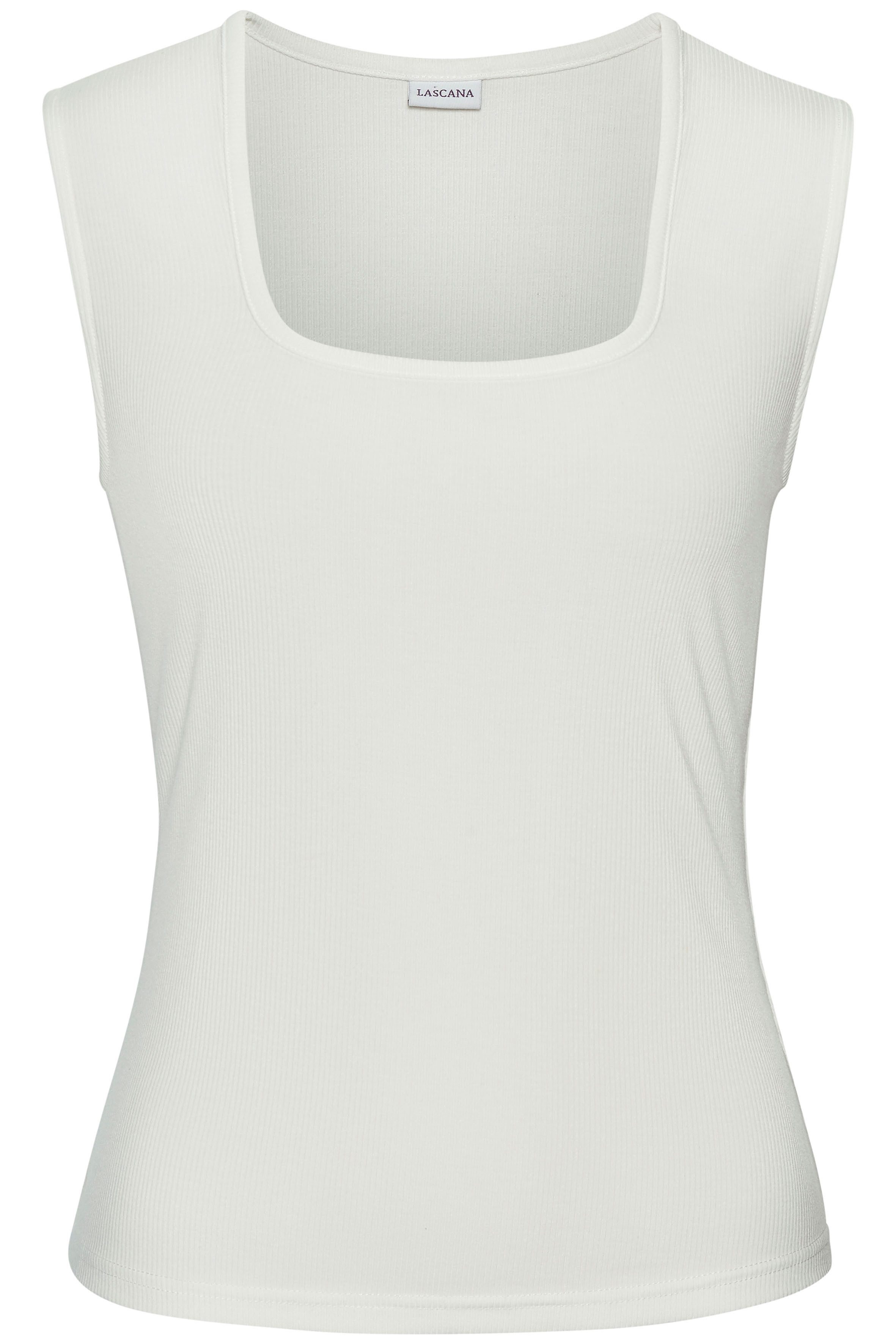 Lascana Geribde tanktop met vierkante halslijn, elastisch dametop, basic, elegant