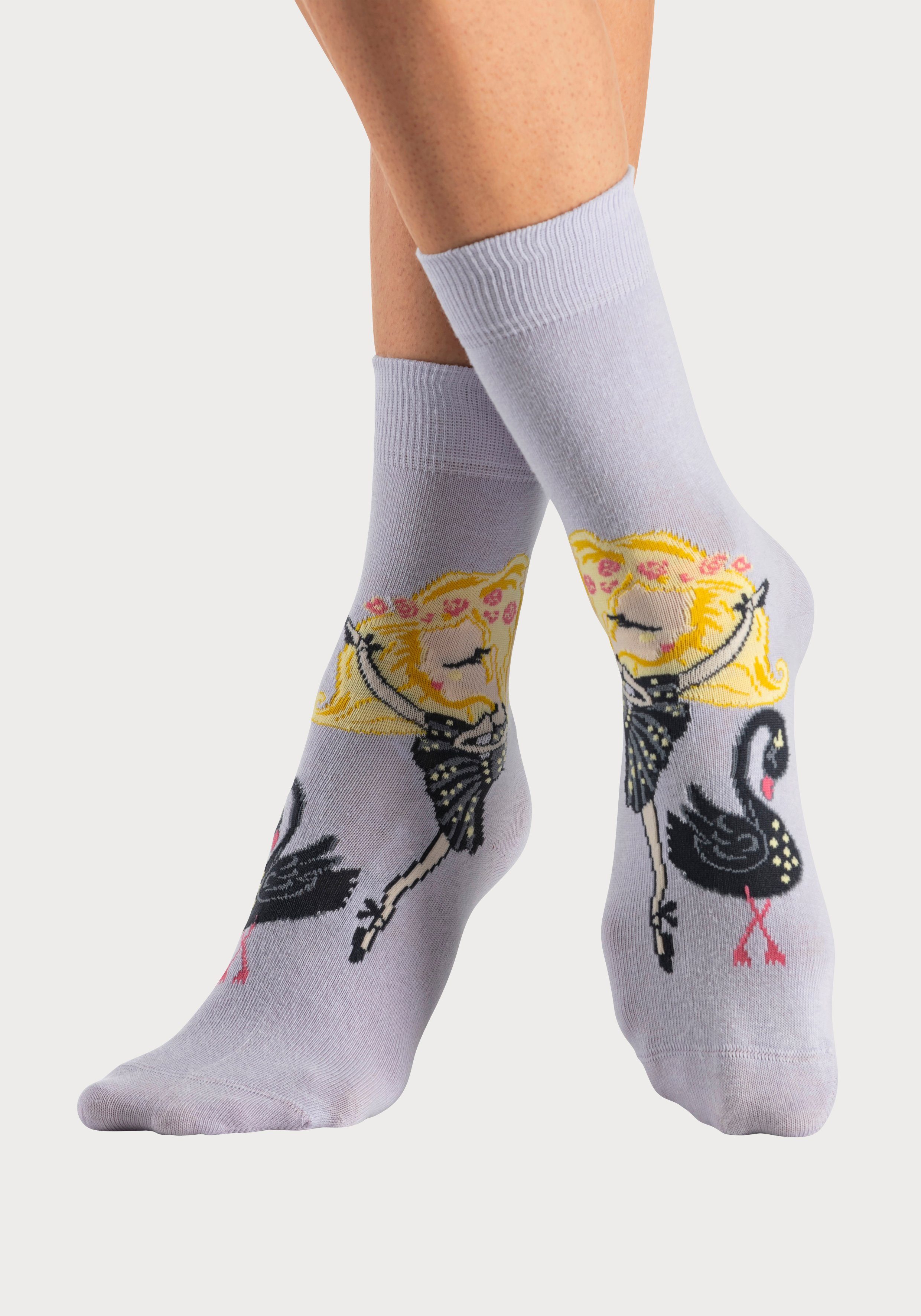 H.I.S Vrijetijdssokken met balletmotieven (set, 5 paar)