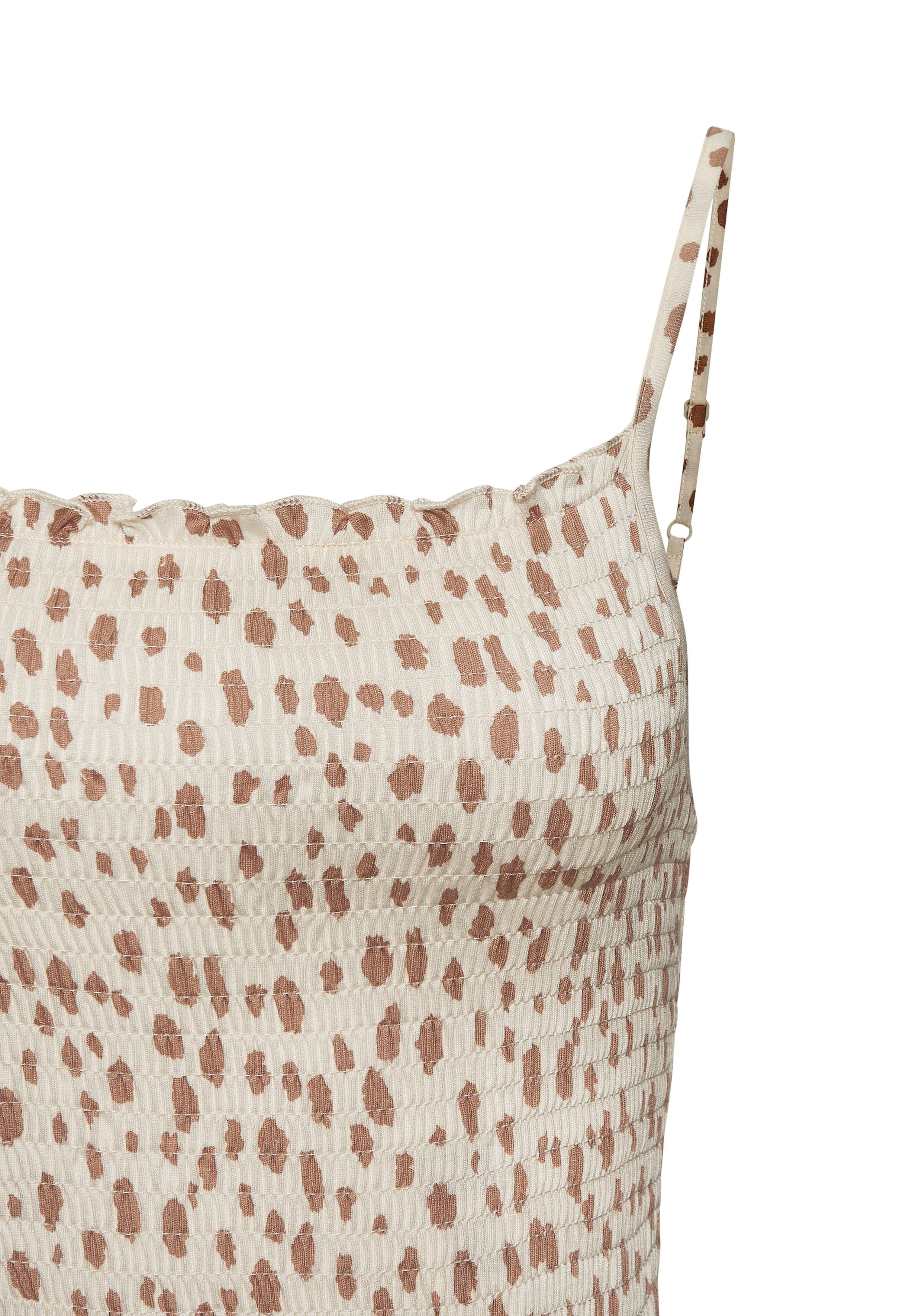 Lascana Midi-jurk met gesmokte bovenkant en alloverprint, zomerjurk