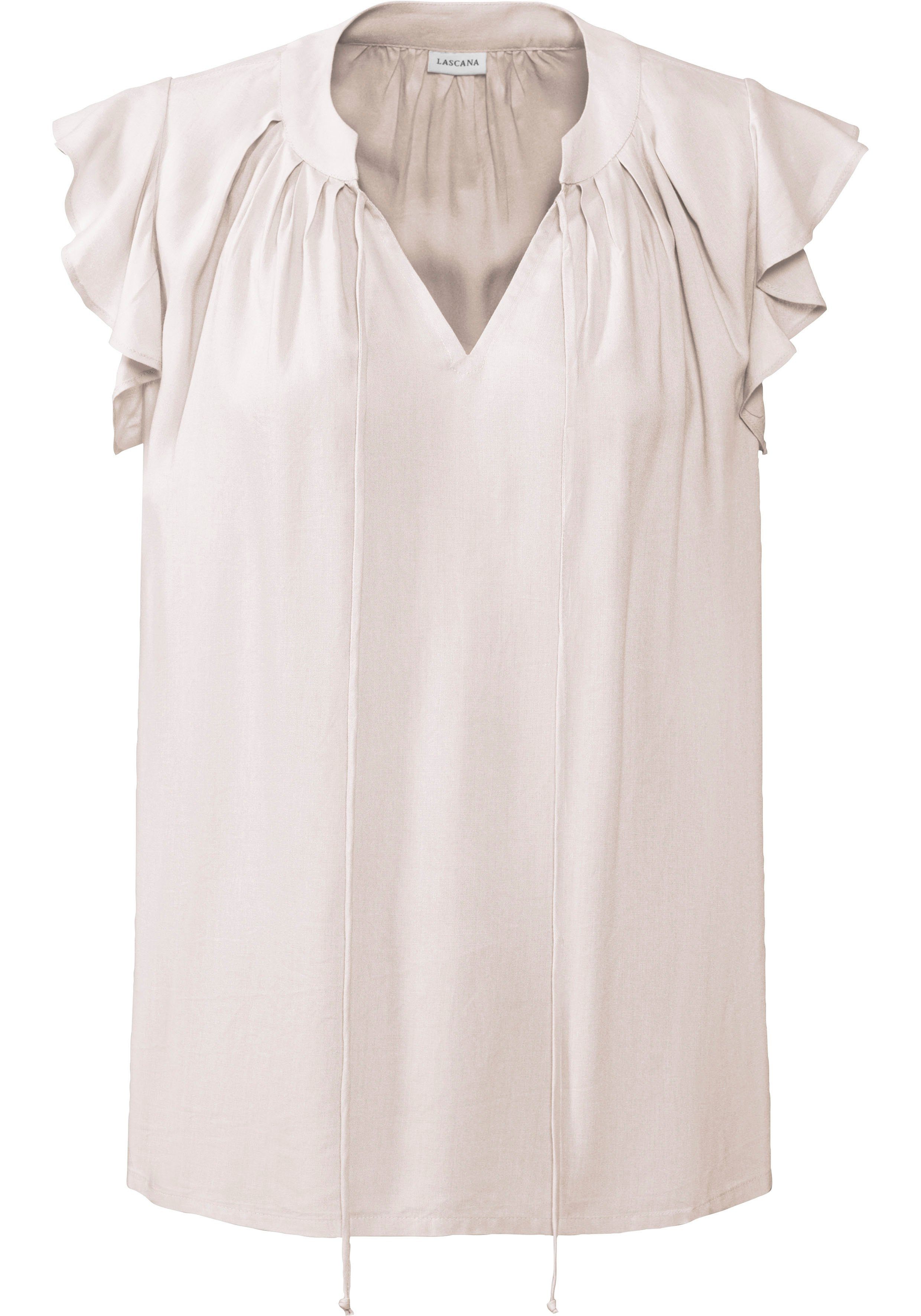 Lascana Blouse zonder sluiting met ruches-mouwen, korte mouwen blouse, elegant