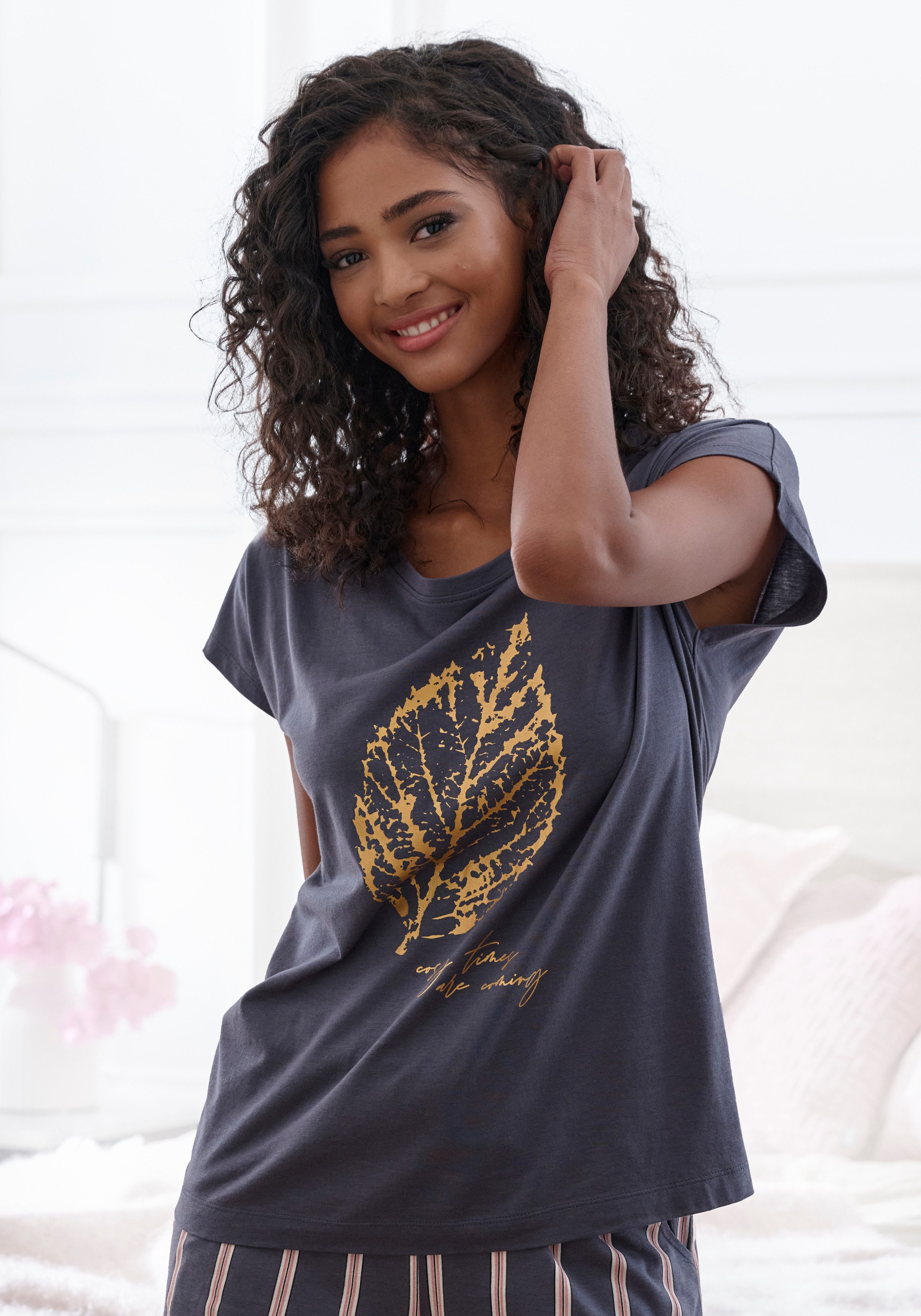 Lascana Pyjama top met folieprint