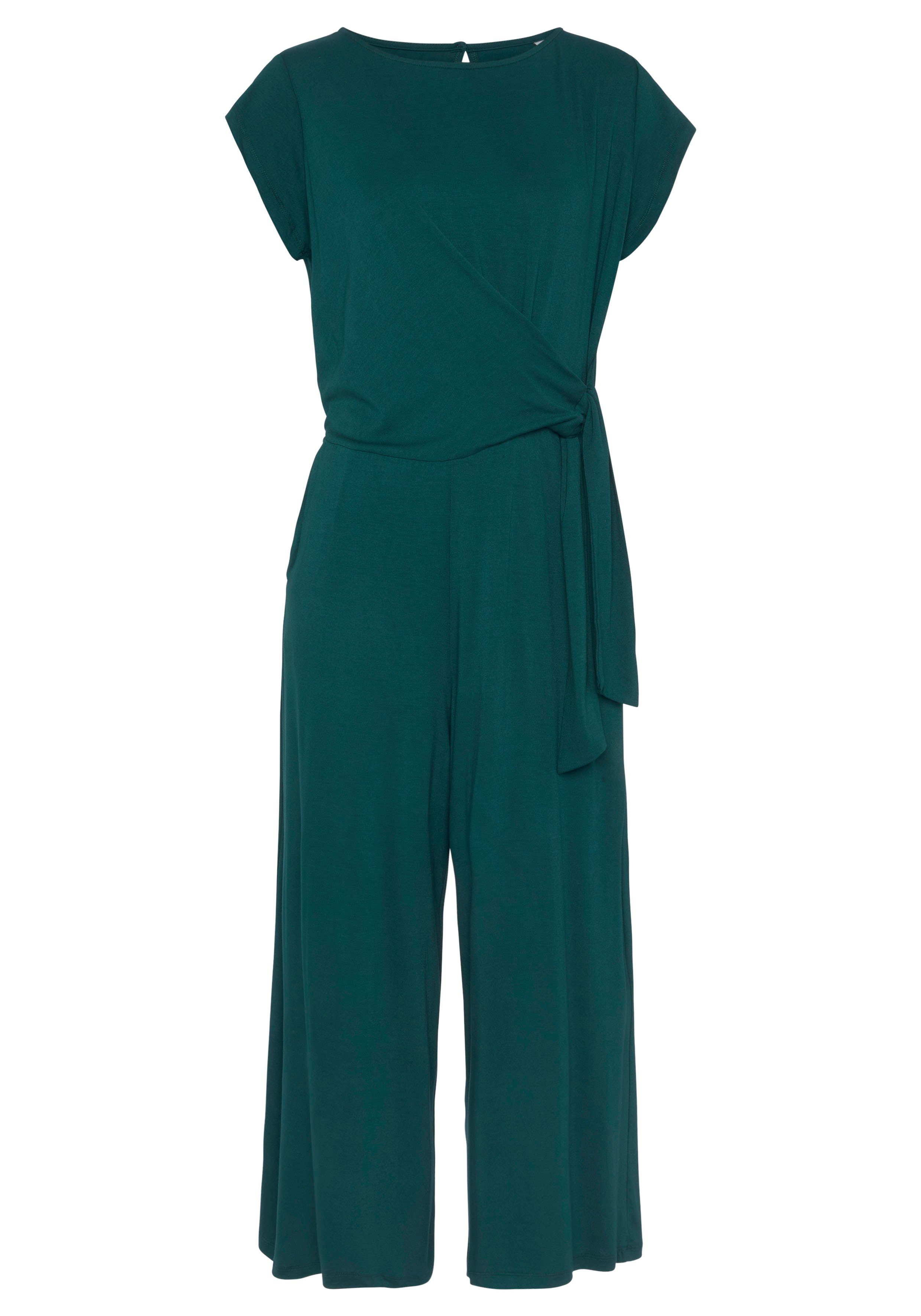 Lascana Jumpsuit in culotte-stijl met knoopdetail in de taille, elegante jumpsuit, feestelijk jumpsuits maat 44 groen