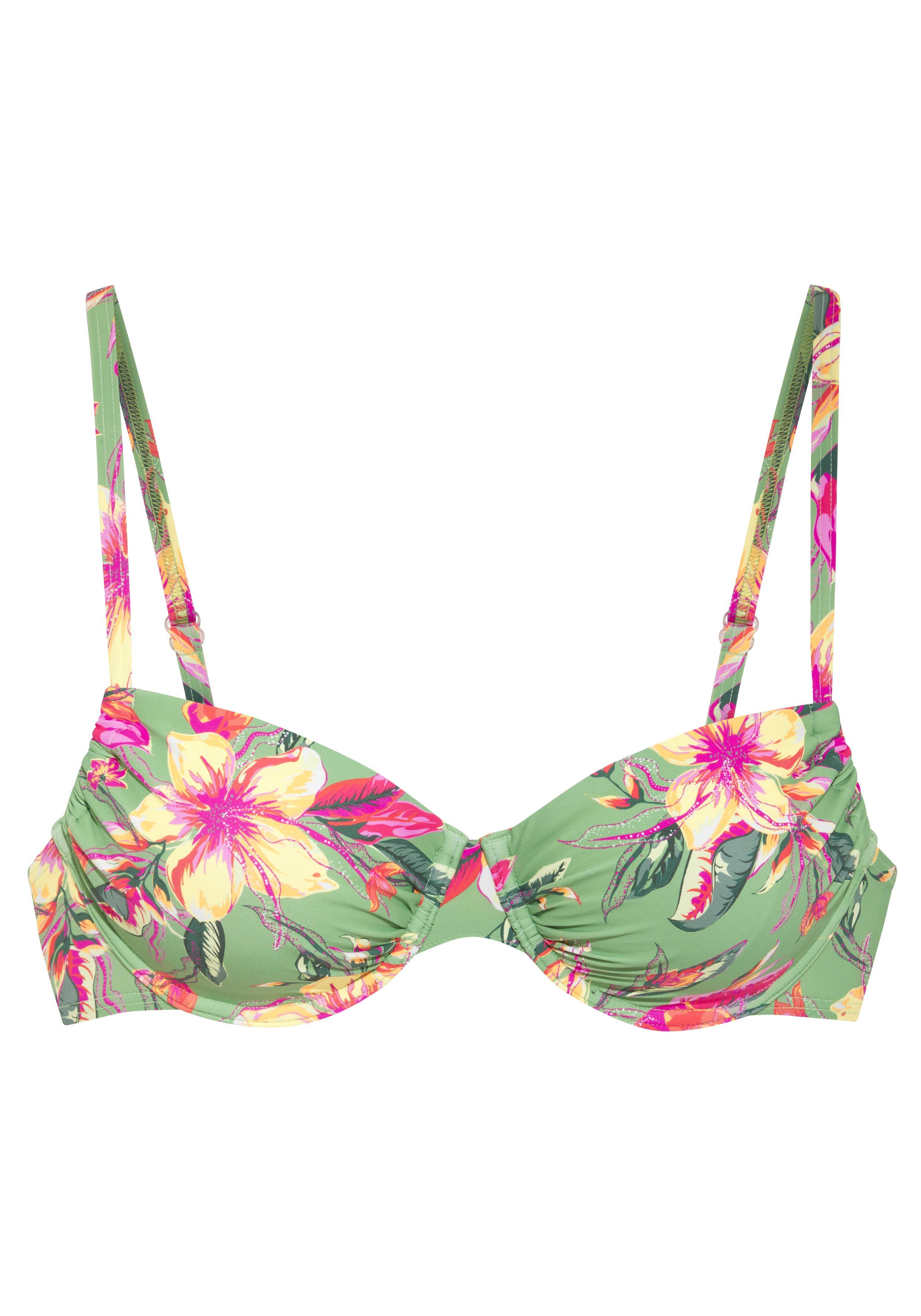 Lascana Bikinitop met beugels MALIA met tropische print