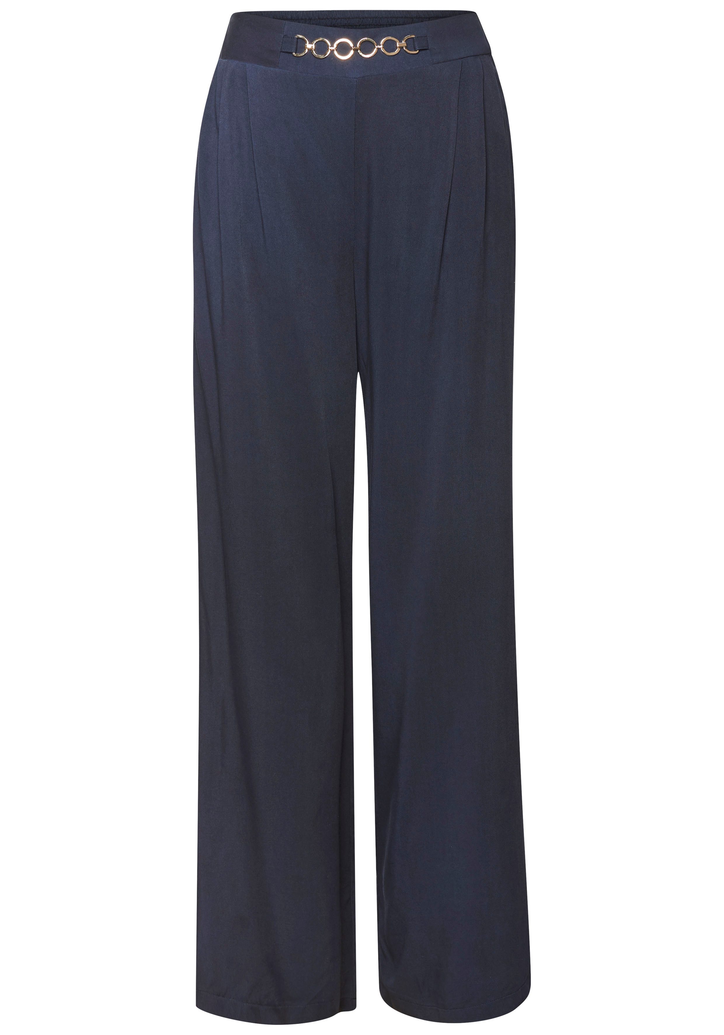 Vivance Palazzobroek met sierketting, plooibroek, instapbroek, elegant