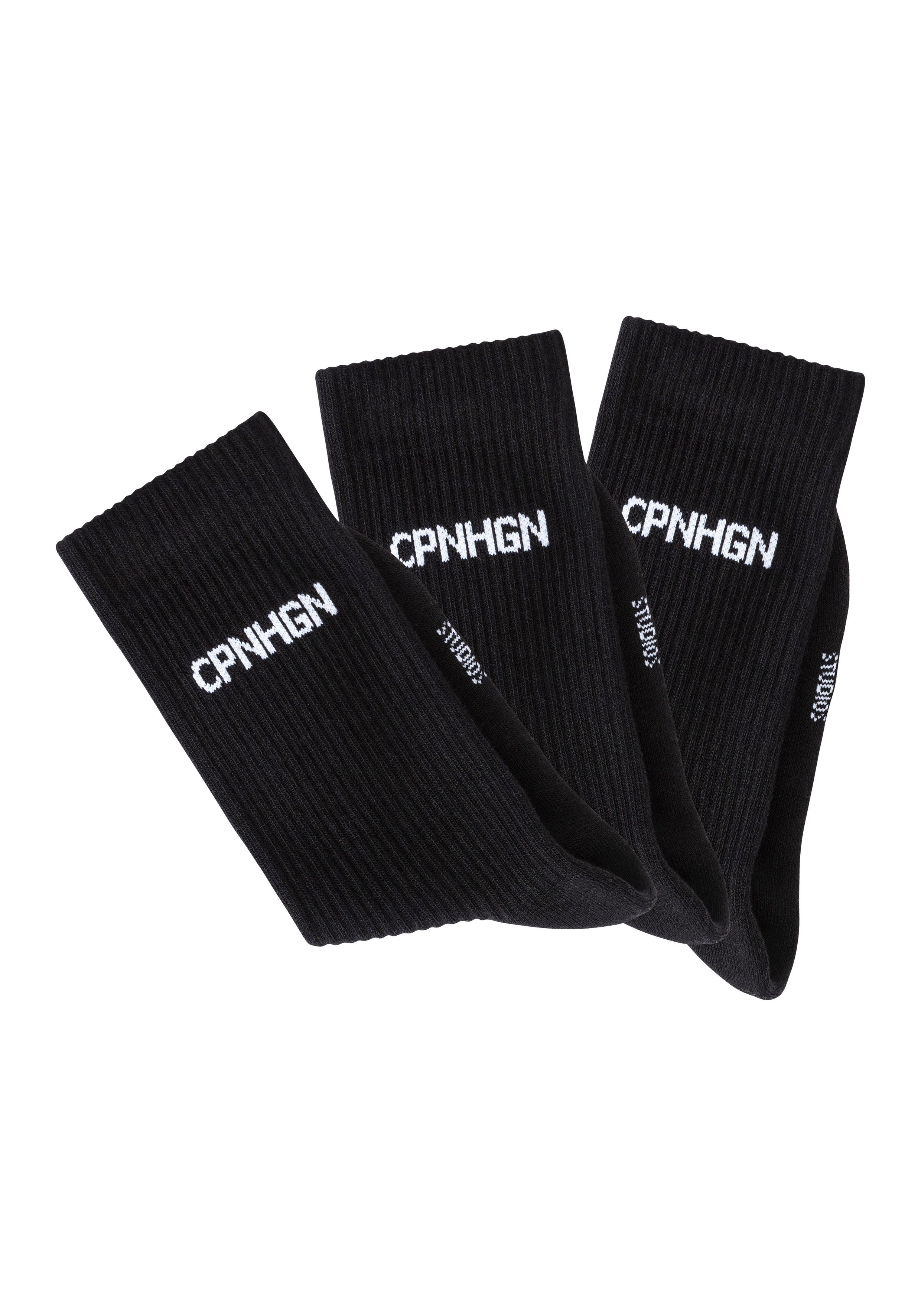 Copenhagen Studios Tennissokken met badstof, halve voet (set, 3 paar) heren maat 39-42 zwart