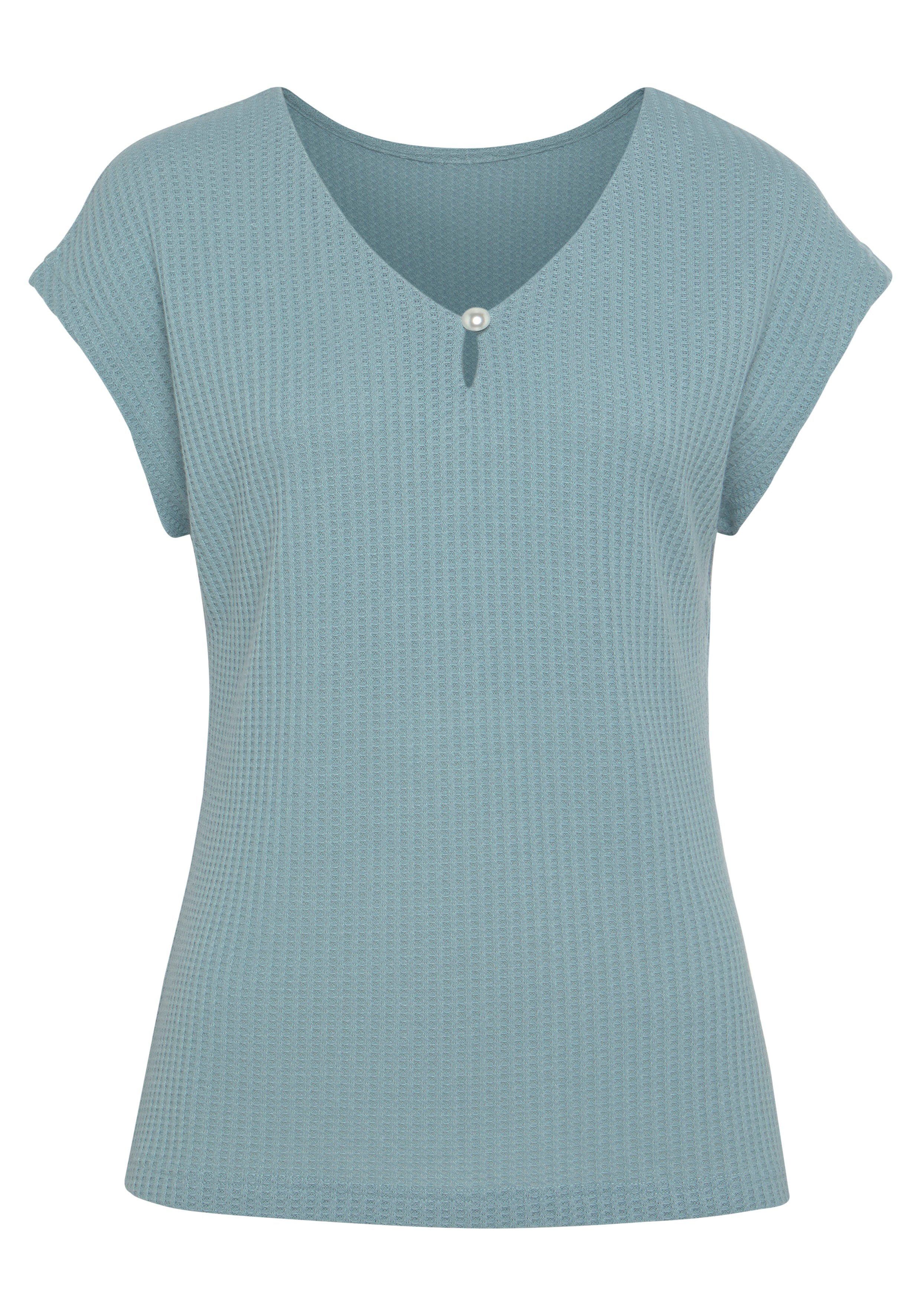 Lascana Shirt met korte mouwen Met sierkraaltje van zachte piquékwaliteit (2-delig, Set van 2)