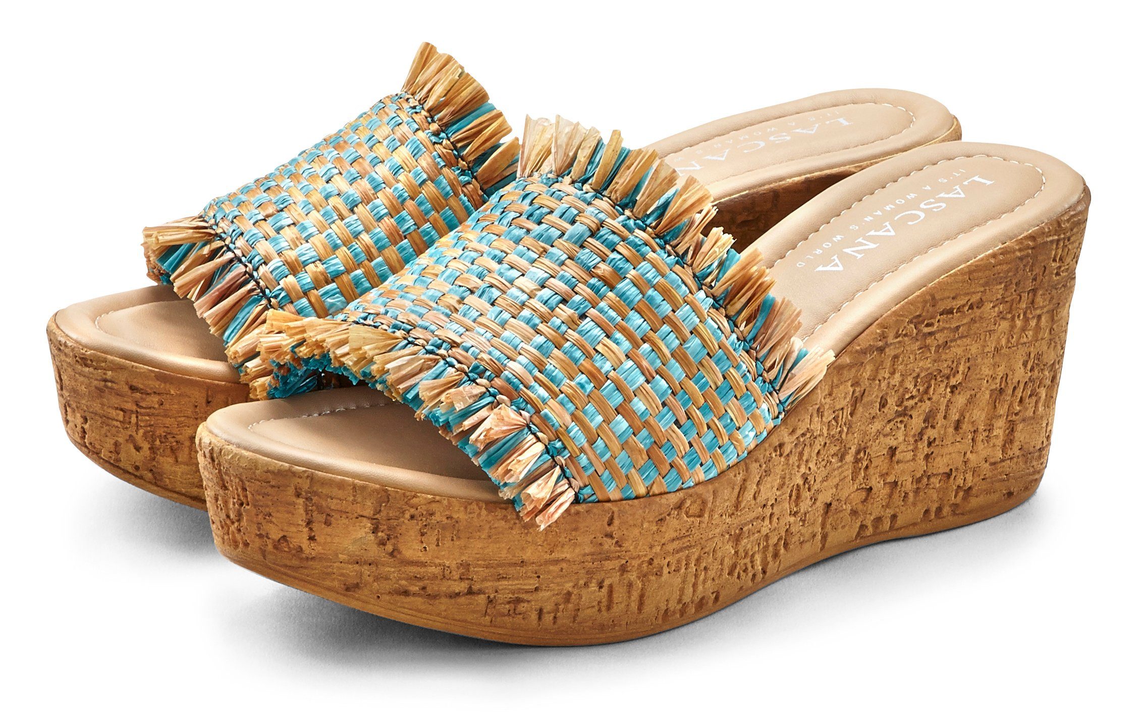 Lascana Slippers Mule, sandaal, open schoen met comfortabele sleehak in bamboe-optiek