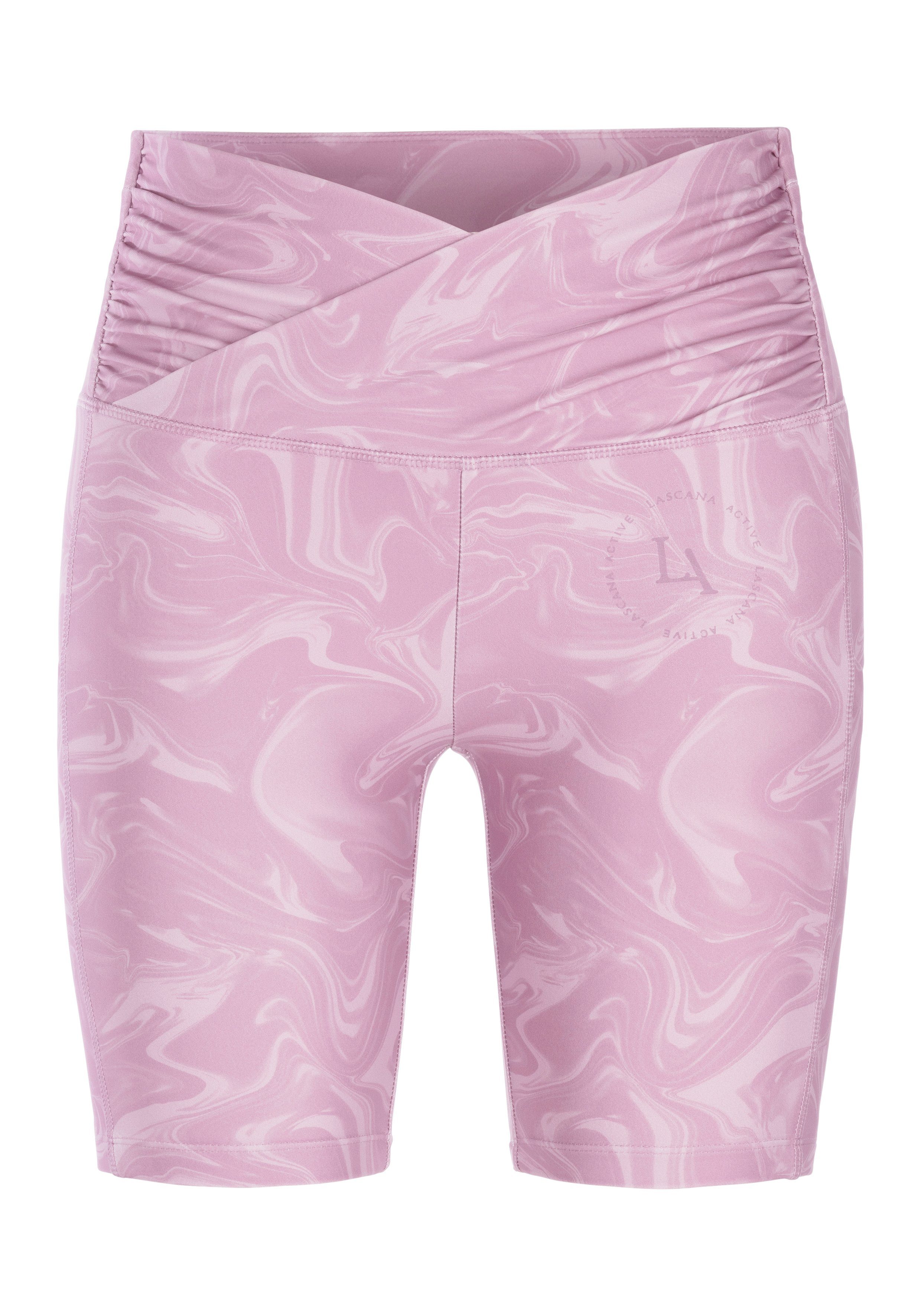active by Lascana Functionele broek -Sportbroek Sportbroek met allover print en kleine ritszak sport broeken maat L (44/46) roze