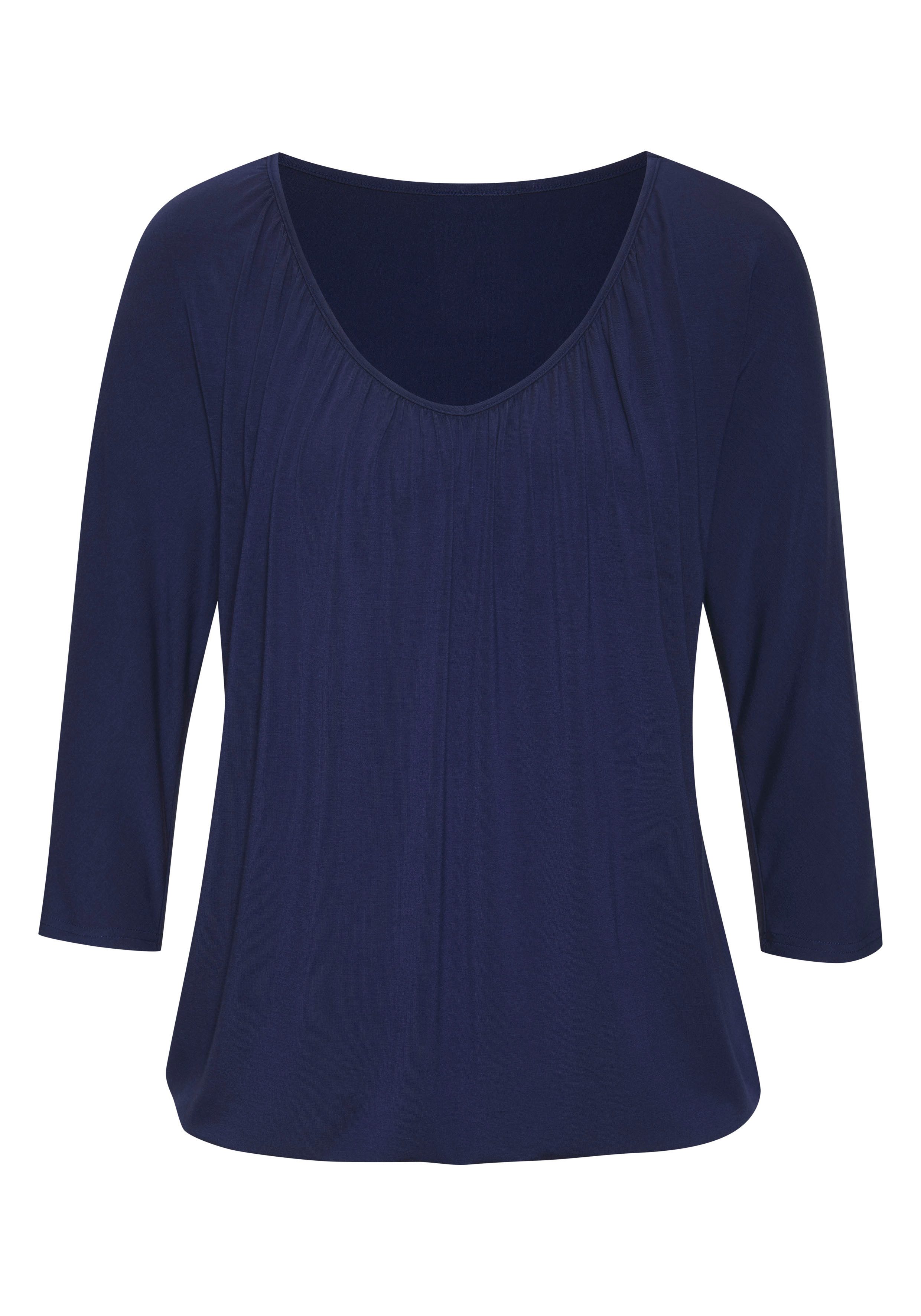 Lascana Shirt met 3/4 mouwen Met fijne plooien bij de hals