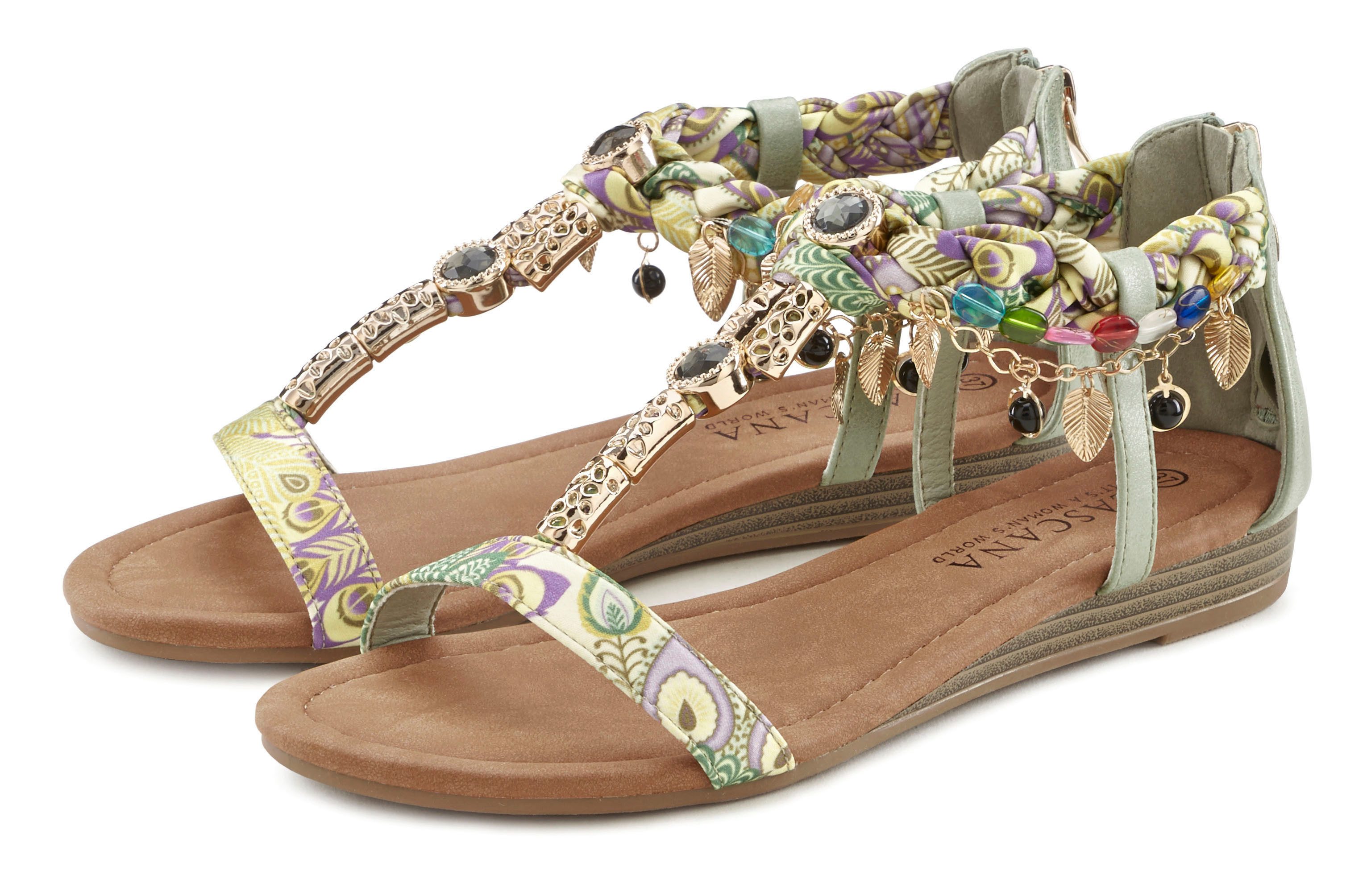 Lascana Sandalen Sandalette, zomerschoen met sierketting en sierstenen VEGAN