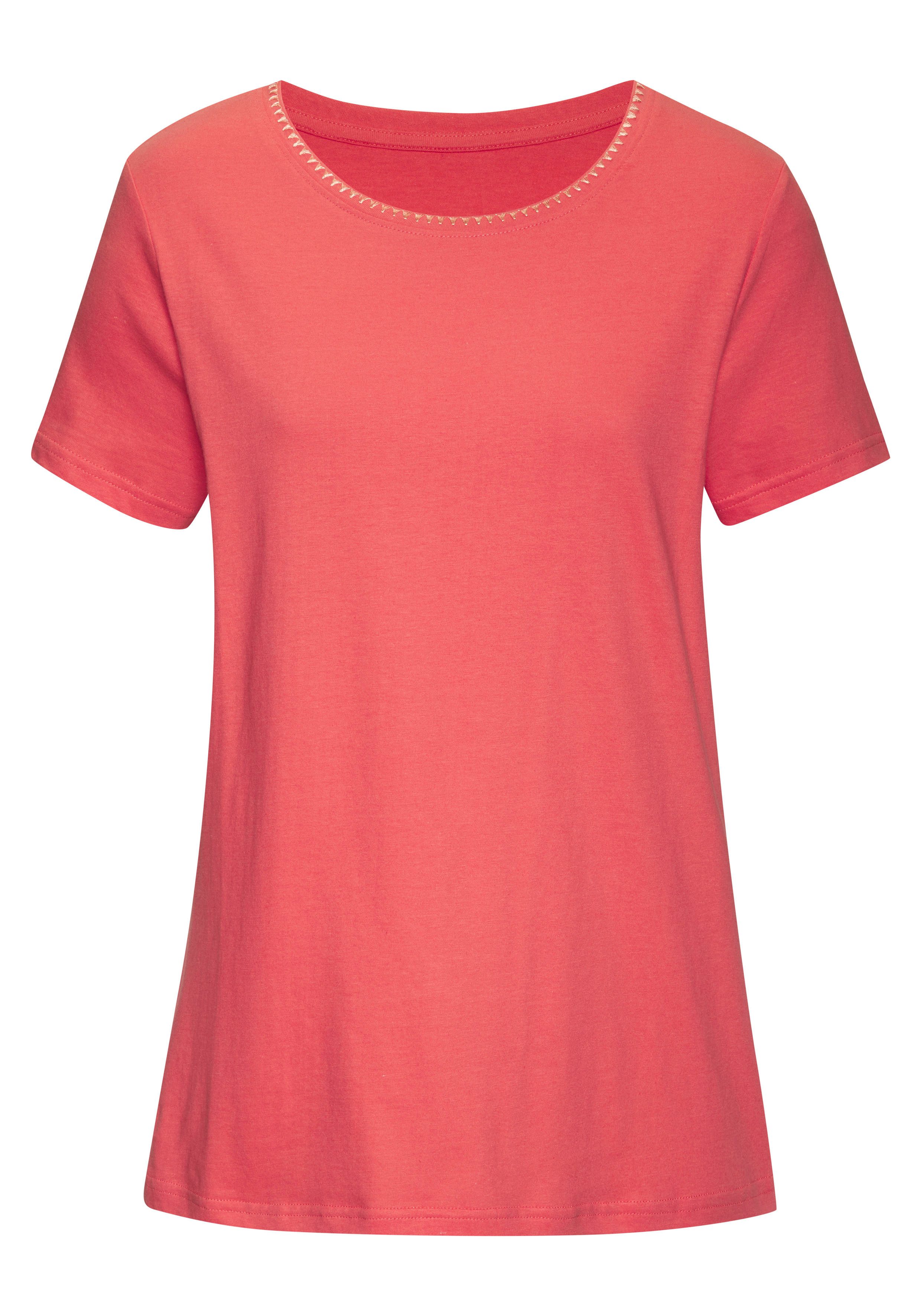 Vivance T-shirt Met modieuze contrastborduursel (Set van 2)