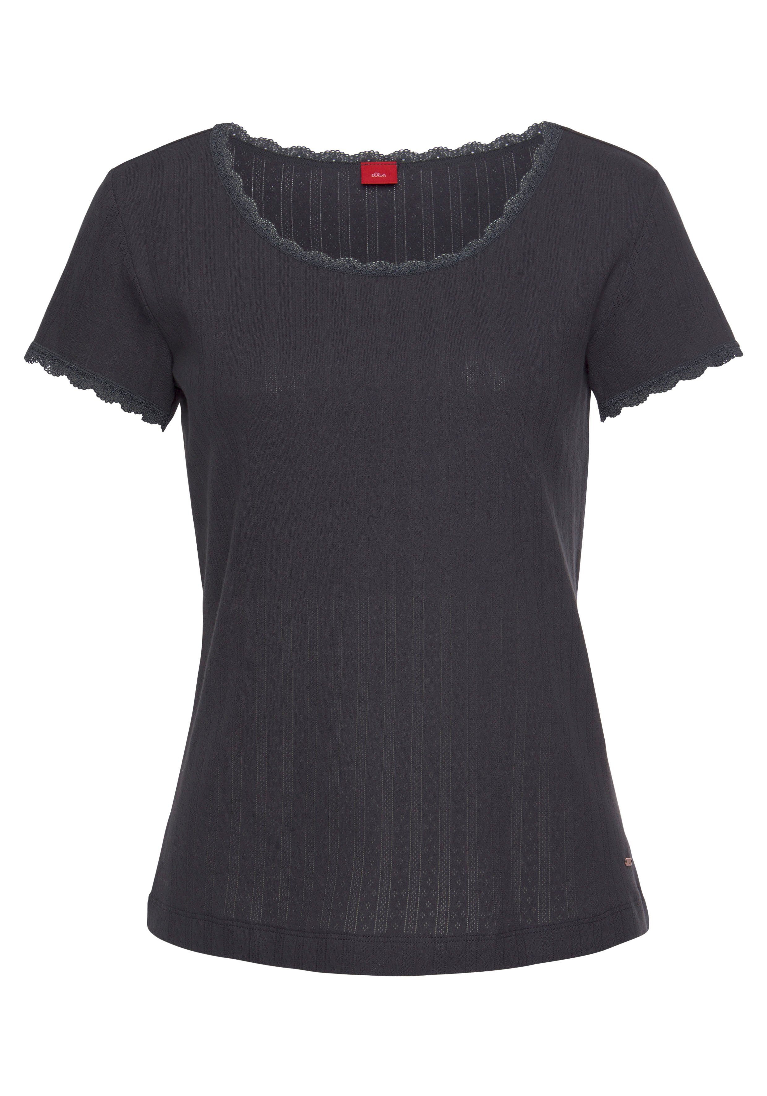 s.Oliver RED LABEL Beachwear Pyjama top in ajourbreisel mix & match maat 32/34 grijs