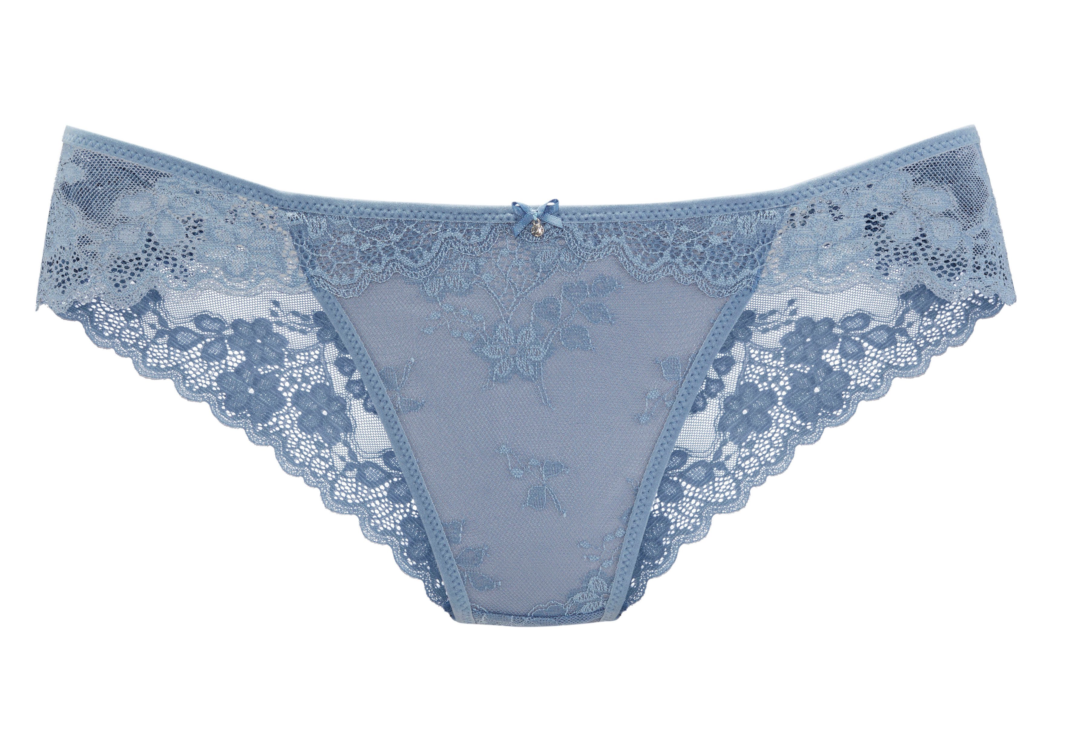 Vivance Slip van delicate jacquard-kant met edel accessoire