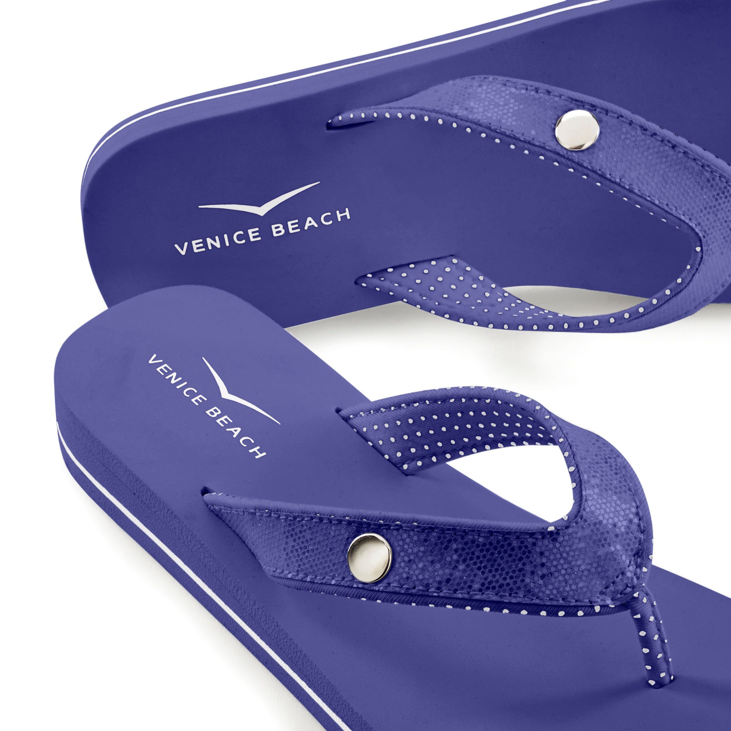Venice Beach Badslippers Sandaal, pantoletten, badschoenen ultralicht met glitterband VEGAN