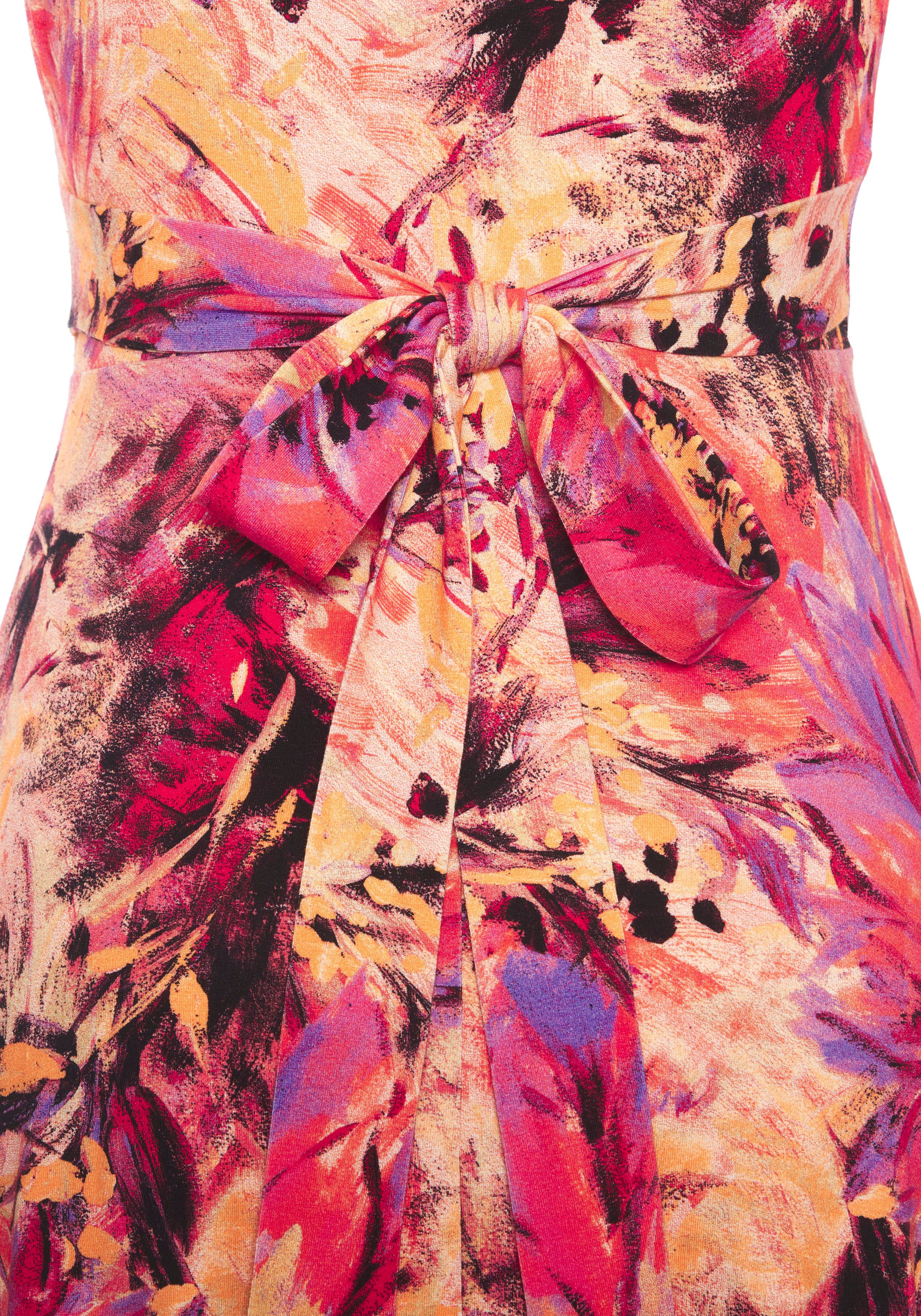 Beachtime Zomerjurk met puntzoom en strik, jersey jurk, asymmetrisch rokdeel