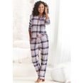 h.i.s pyjama met ruitmotief all-over van flanel paars
