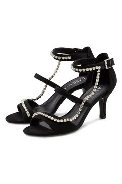 lascana sandaaltjes met luxueuze sierketting en prettige hakhoogte zwart