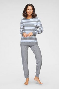 schiesser pyjama met gestreept patroon blauw